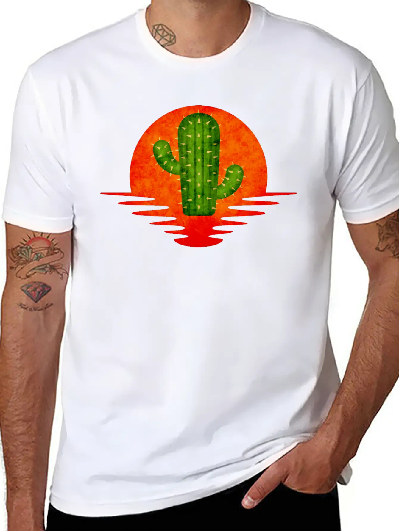 Cactus Retro Lightweight Cotton T-Shirt – Daily Comfort Graphic Shirt