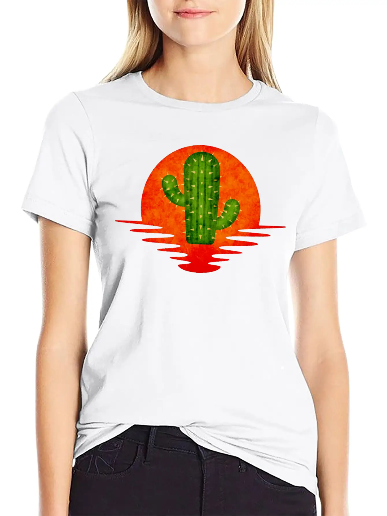 Cactus Retro Lightweight Cotton T-Shirt – Daily Comfort Graphic Shirt