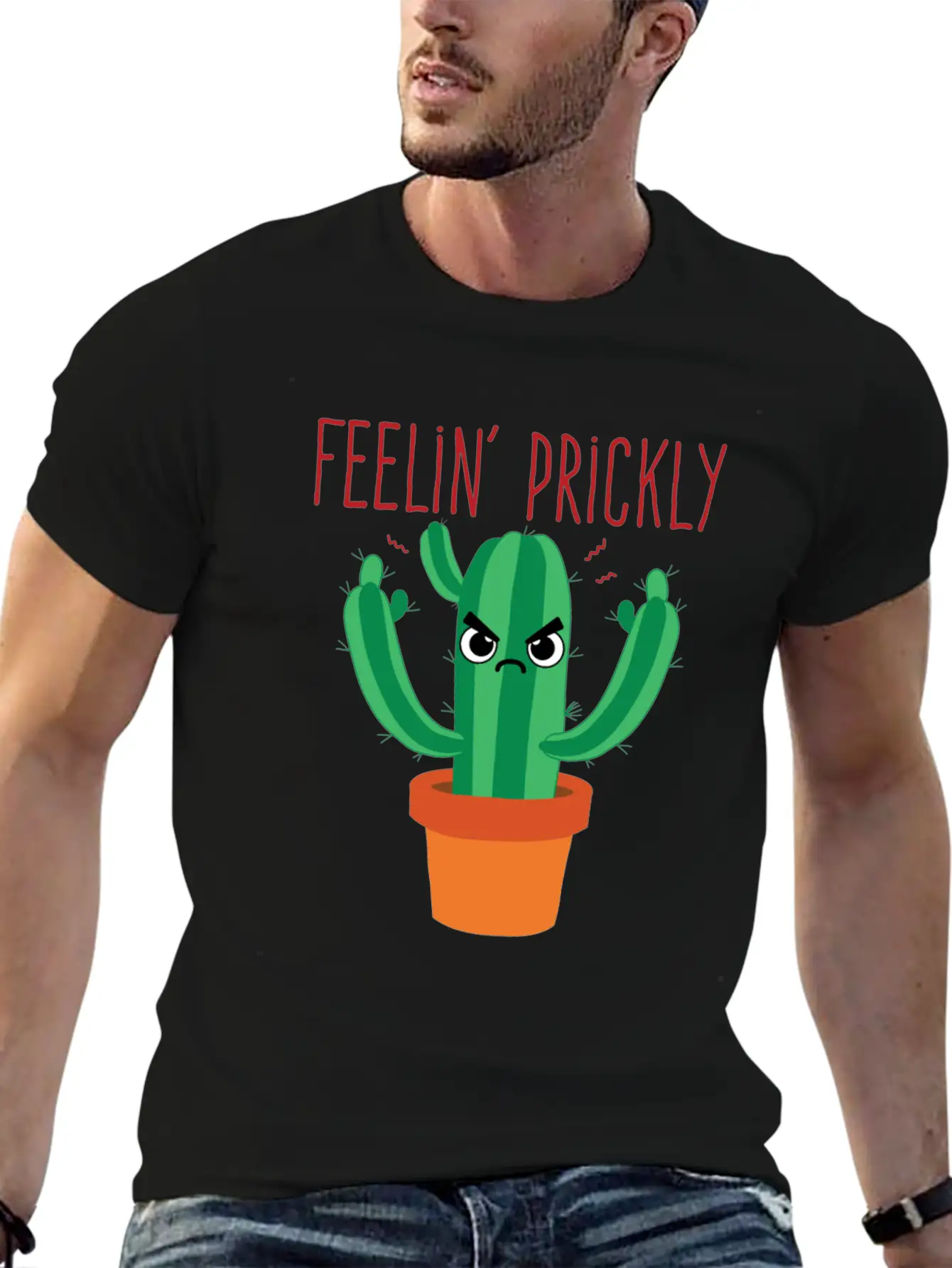 Cactus Shirt - Feelin' Prickly Lightweight Cotton T-Shirt – Daily Comfort Graphic Shirt