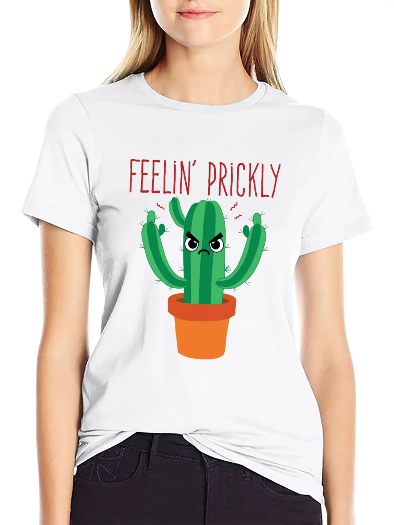 Cactus Shirt - Feelin' Prickly Lightweight Cotton T-Shirt – Daily Comfort Graphic Shirt