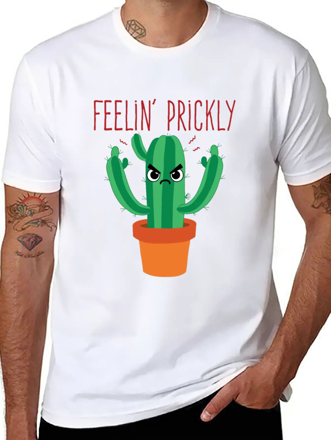 Cactus Shirt - Feelin' Prickly Lightweight Cotton T-Shirt – Daily Comfort Graphic Shirt