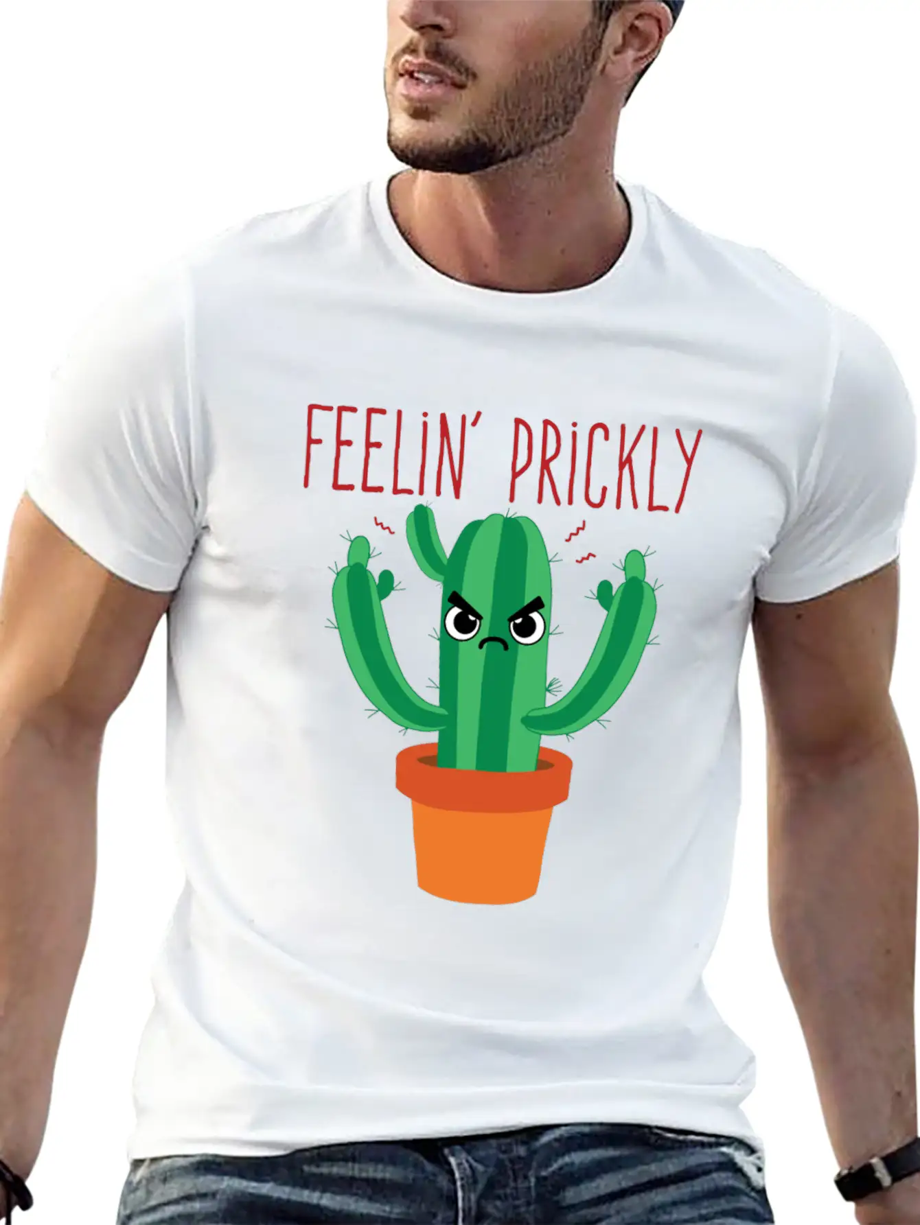 Cactus Shirt - Feelin' Prickly Lightweight Cotton T-Shirt – Daily Comfort Graphic Shirt