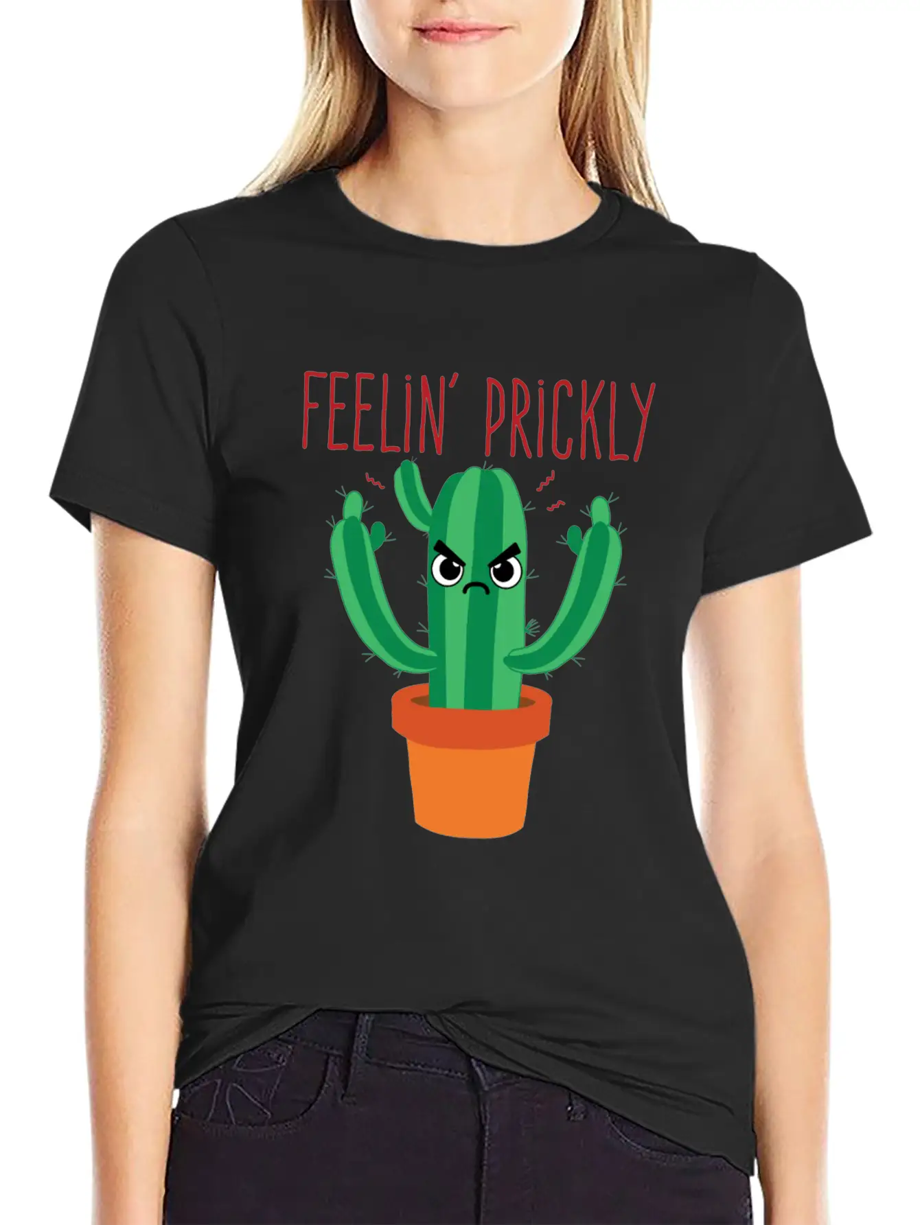 Cactus Shirt - Feelin' Prickly Lightweight Cotton T-Shirt – Daily Comfort Graphic Shirt