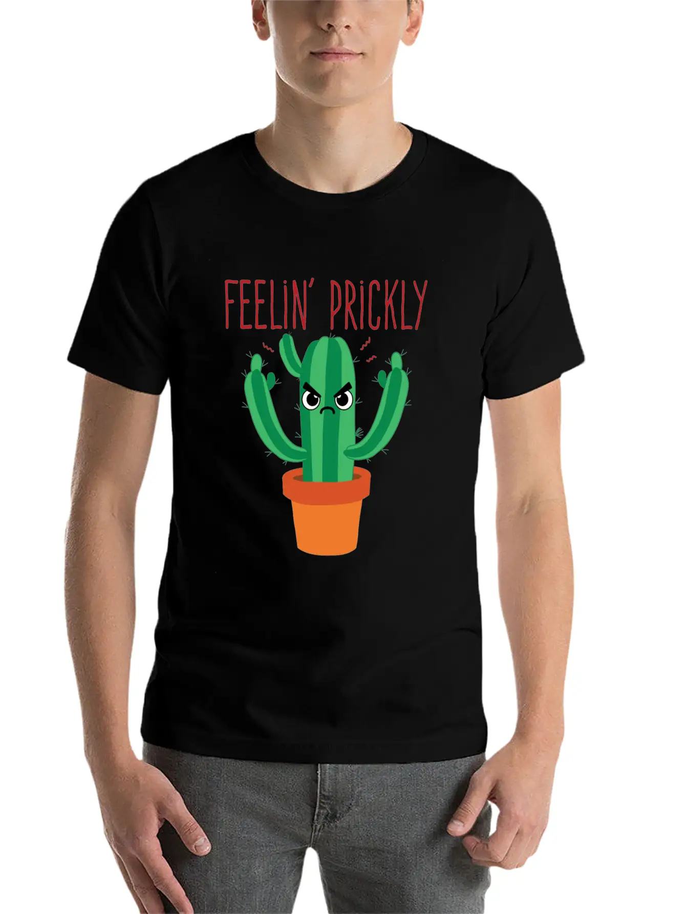 Cactus Shirt - Feelin' Prickly Lightweight Cotton T-Shirt – Daily Comfort Graphic Shirt