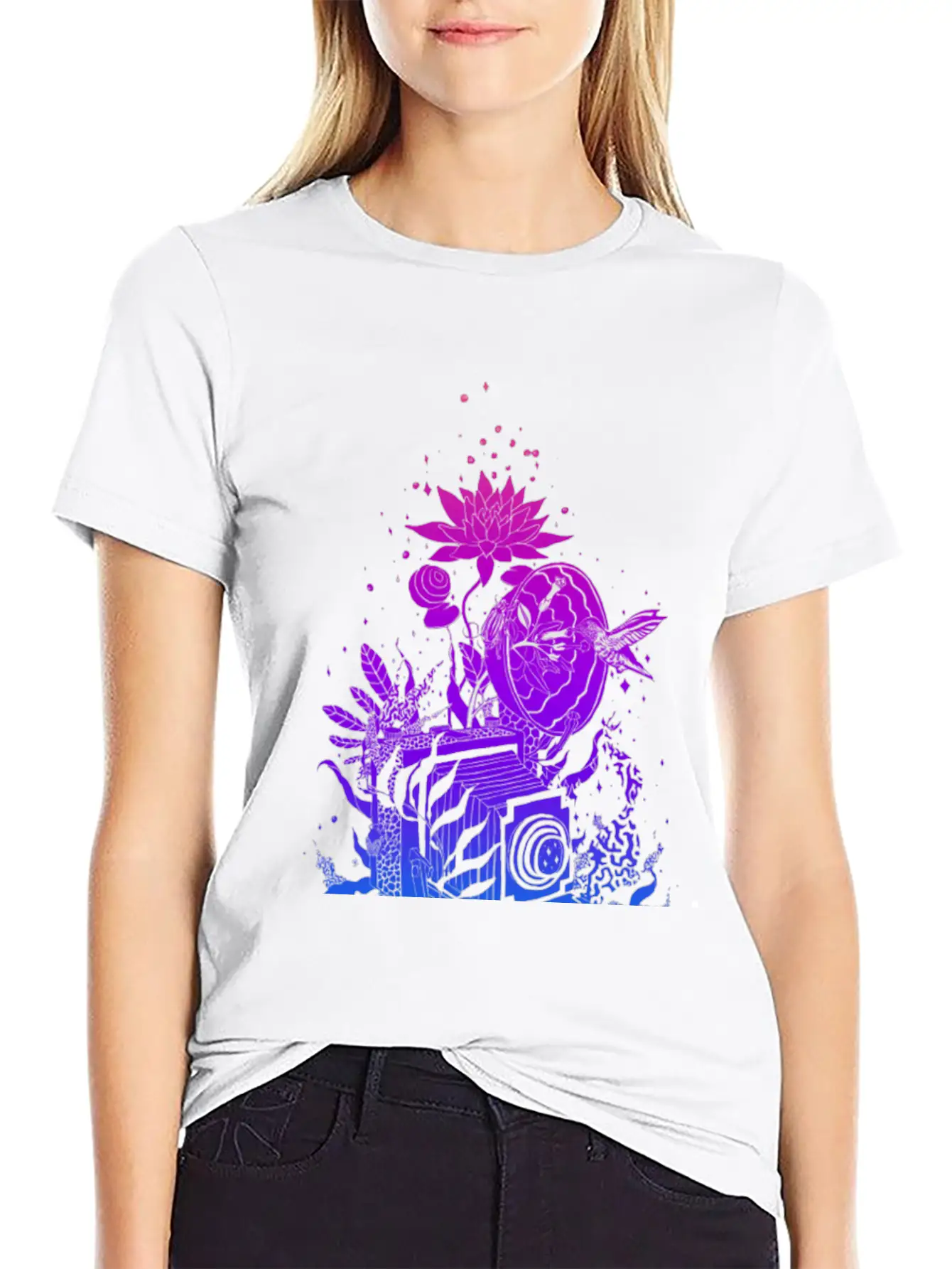 Camera With Plants Lightweight Cotton T-Shirt – Daily Comfort Graphic Shirt