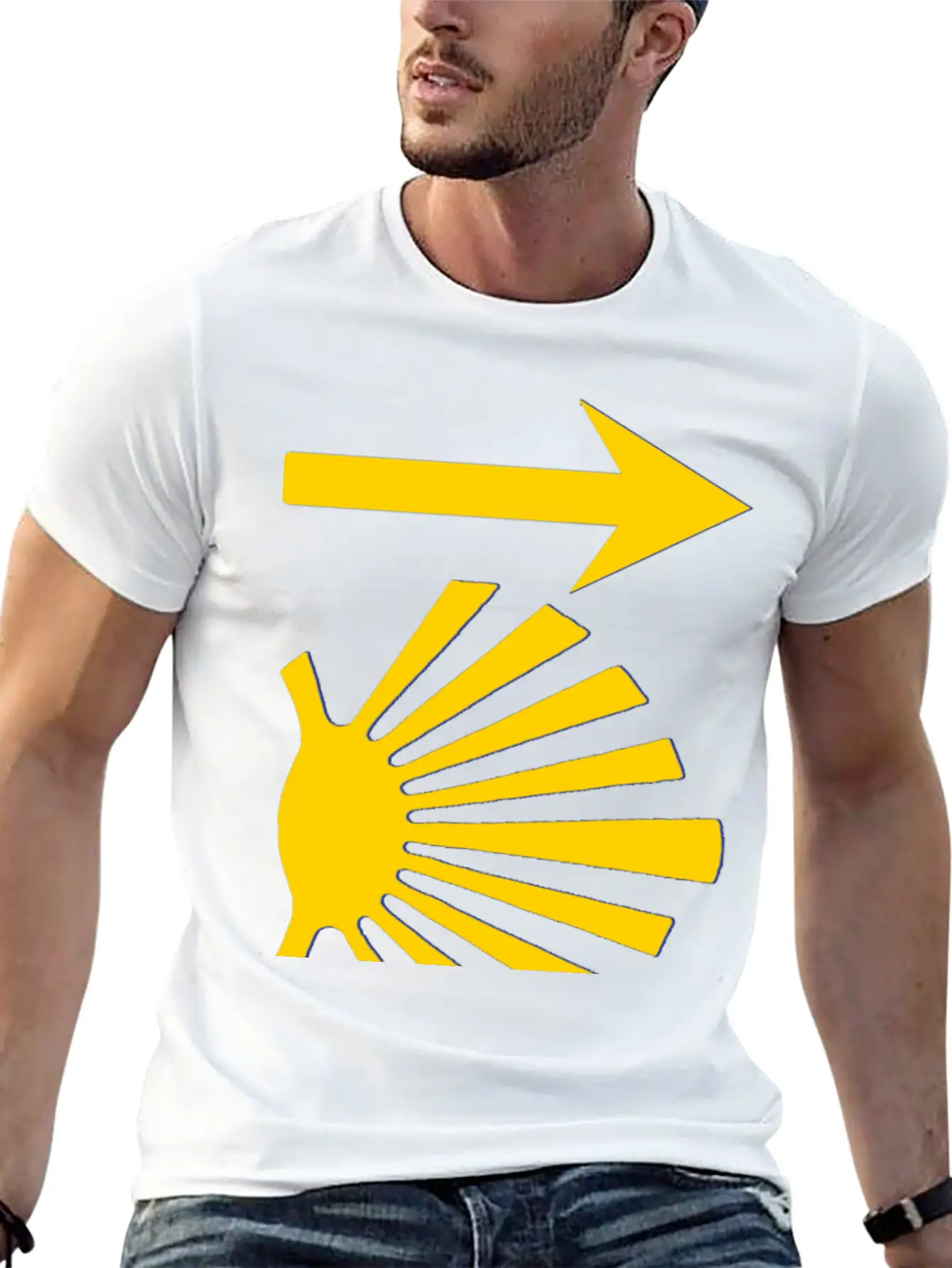 Camino De Santiago Yellow Arrow Scallop Shell Lightweight Cotton T-Shirt – Daily Comfort Graphic Shirt