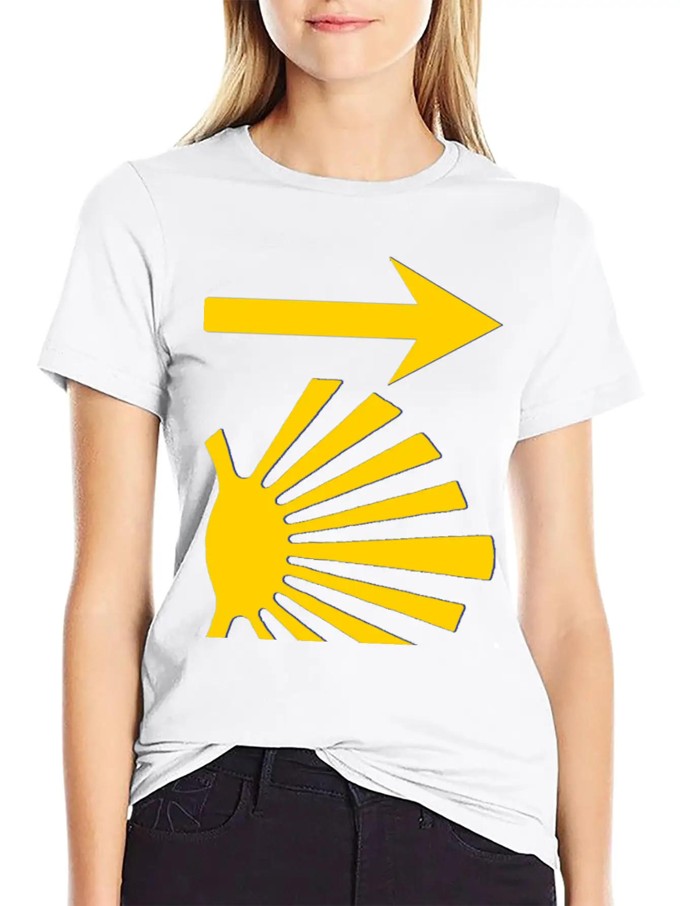 Camino De Santiago Yellow Arrow Scallop Shell Lightweight Cotton T-Shirt – Daily Comfort Graphic Shirt