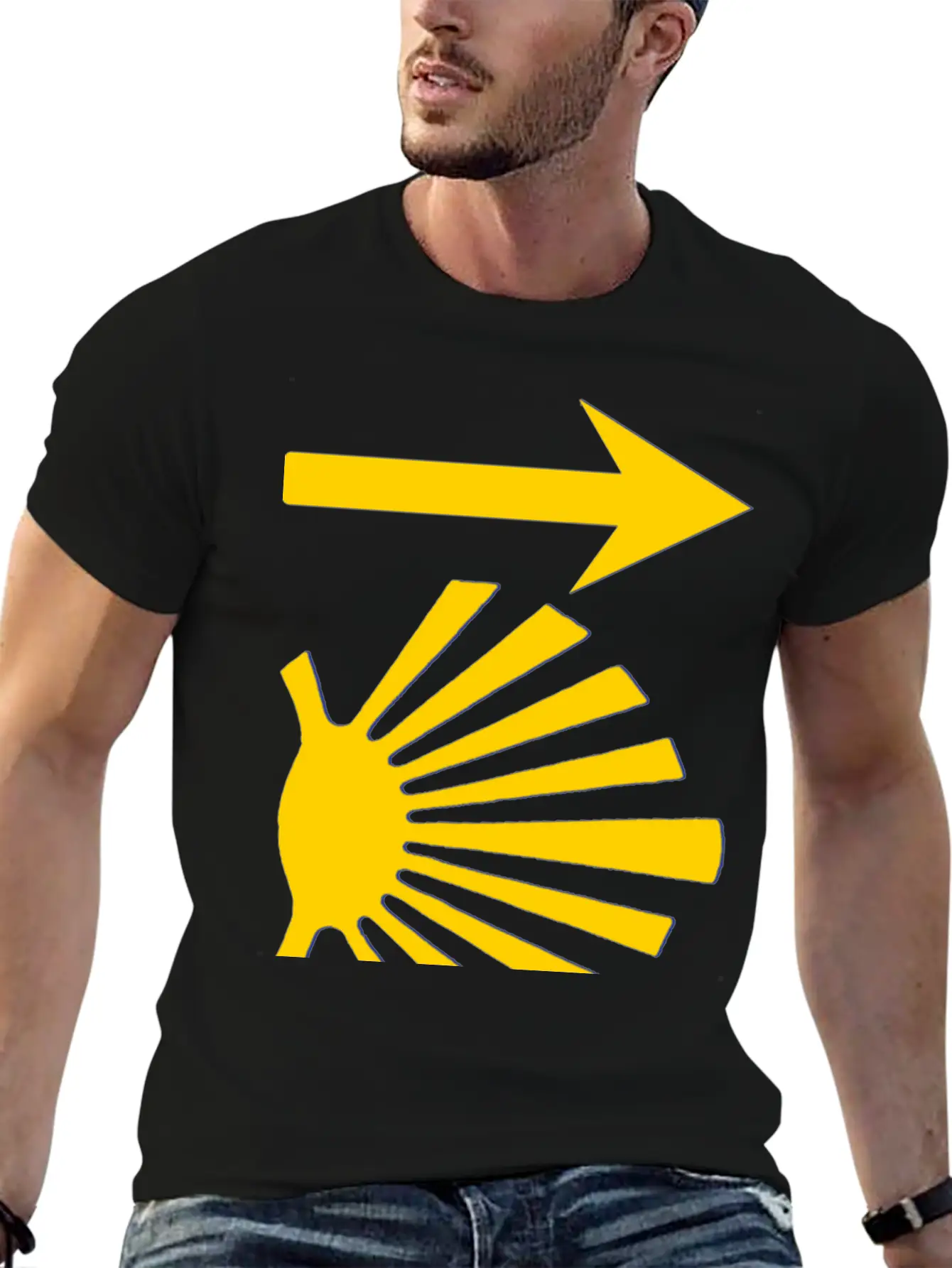 Camino De Santiago Yellow Arrow Scallop Shell Lightweight Cotton T-Shirt – Daily Comfort Graphic Shirt