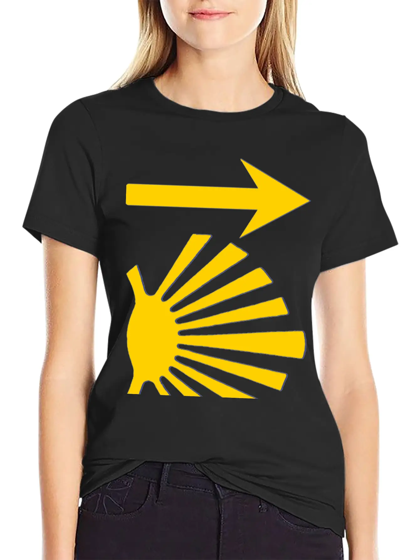 Camino De Santiago Yellow Arrow Scallop Shell Lightweight Cotton T-Shirt – Daily Comfort Graphic Shirt