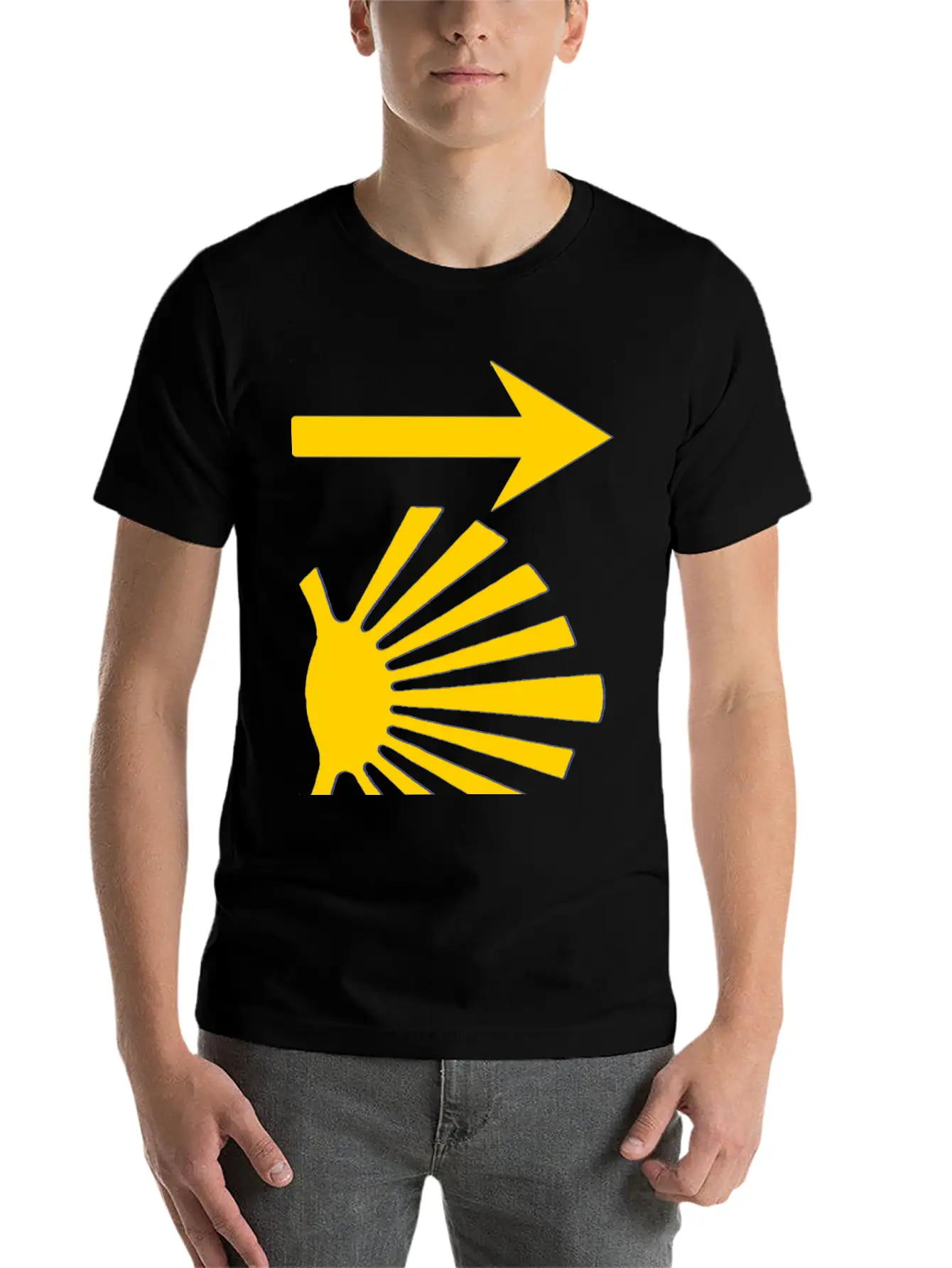 Camino De Santiago Yellow Arrow Scallop Shell Lightweight Cotton T-Shirt – Daily Comfort Graphic Shirt