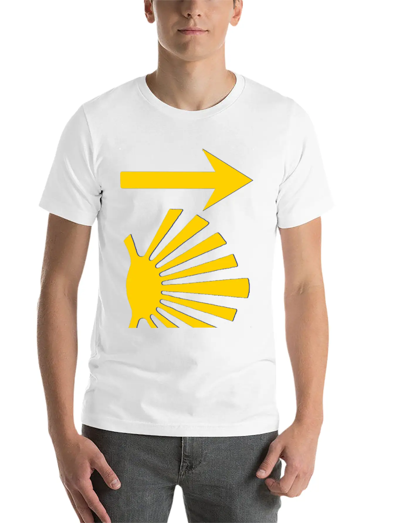Camino De Santiago Yellow Arrow Scallop Shell Lightweight Cotton T-Shirt – Daily Comfort Graphic Shirt