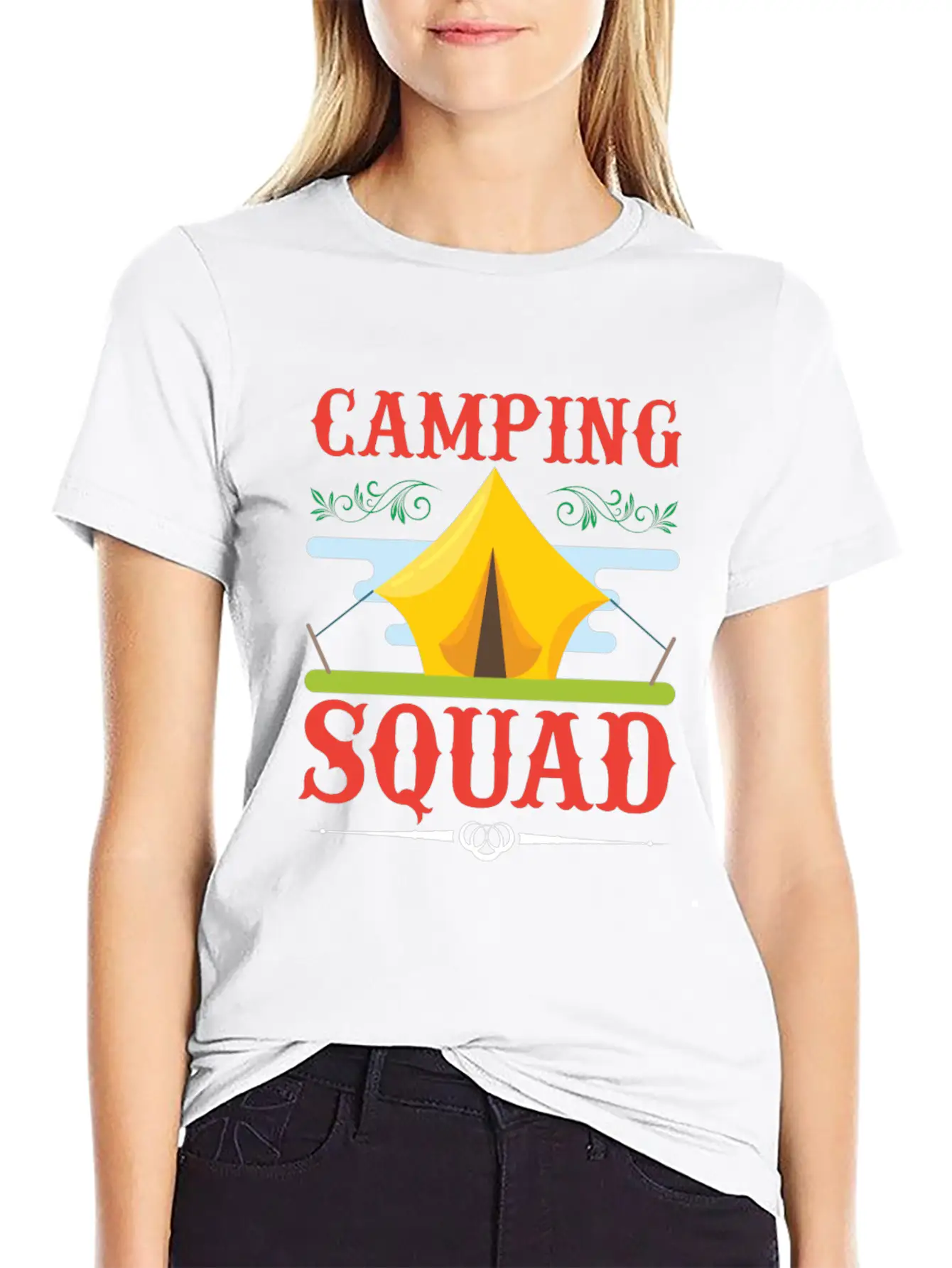 Camping Camping, Squad Camping Squad Lightweight Cotton T-Shirt – Daily Comfort Graphic Shirt