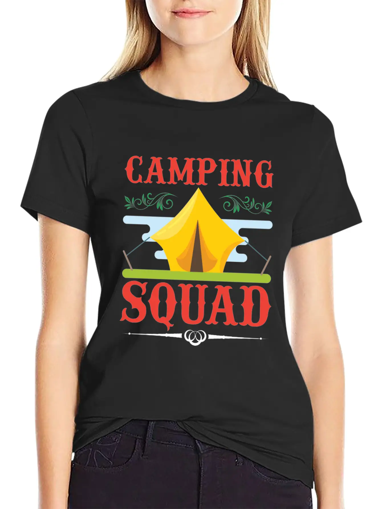 Camping Camping, Squad Camping Squad Lightweight Cotton T-Shirt – Daily Comfort Graphic Shirt