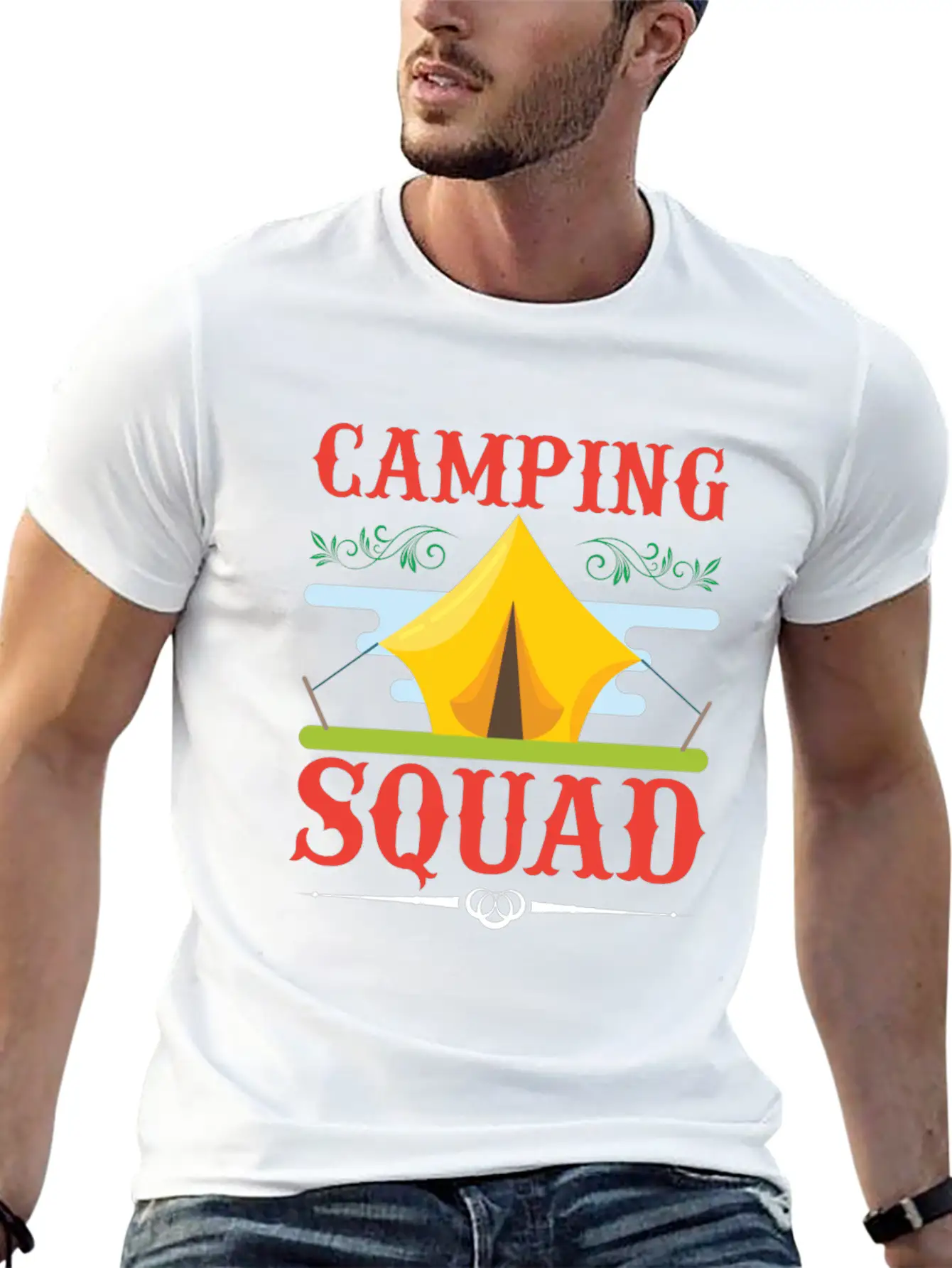 Camping Camping, Squad Camping Squad Lightweight Cotton T-Shirt – Daily Comfort Graphic Shirt