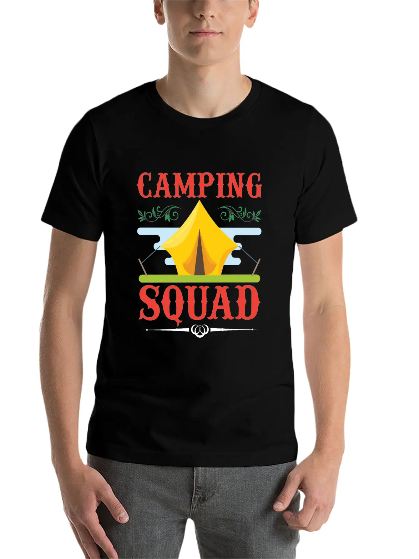 Camping Camping, Squad Camping Squad Lightweight Cotton T-Shirt – Daily Comfort Graphic Shirt
