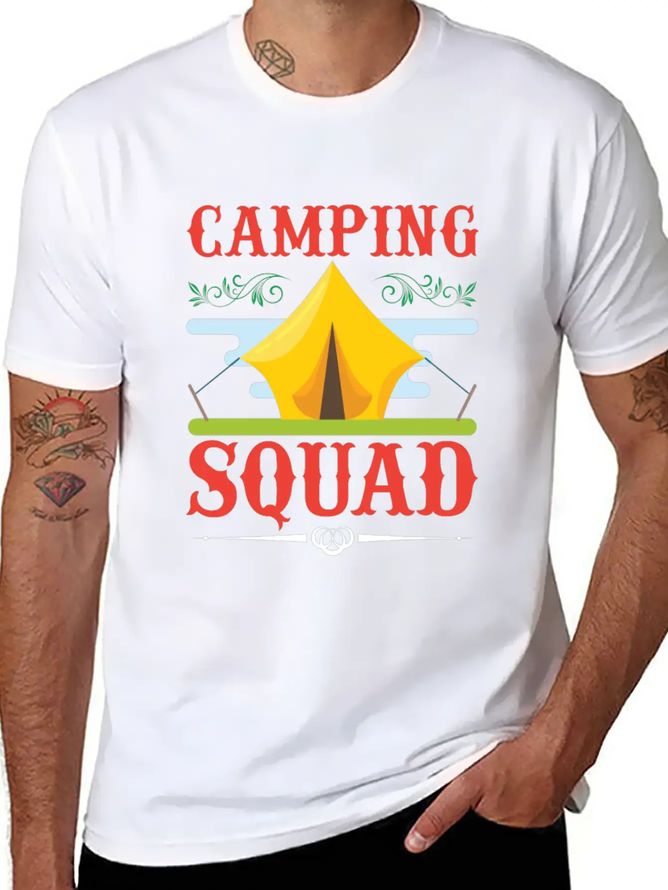 Camping Camping, Squad Camping Squad Lightweight Cotton T-Shirt – Daily Comfort Graphic Shirt