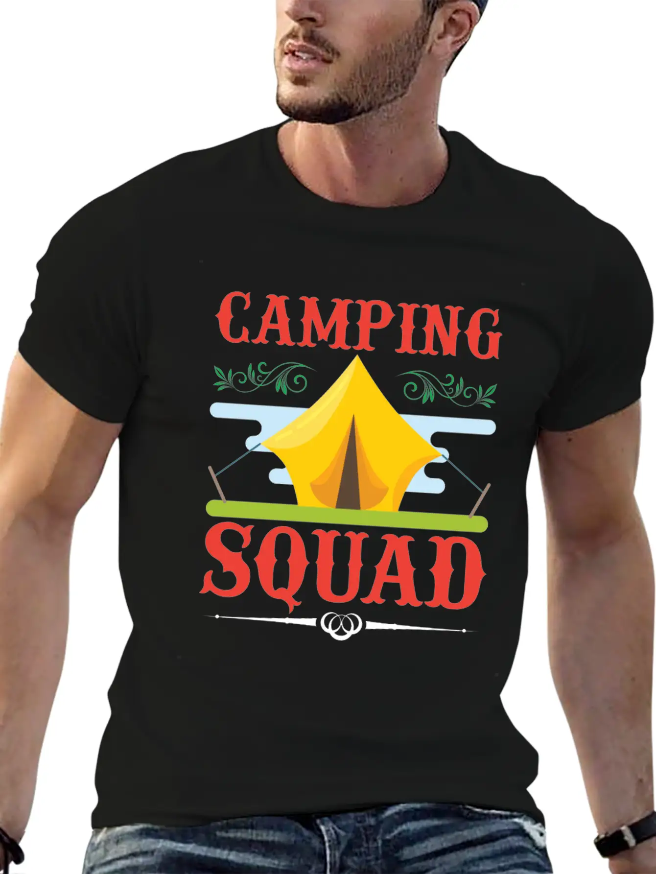 Camping Camping, Squad Camping Squad Lightweight Cotton T-Shirt – Daily Comfort Graphic Shirt