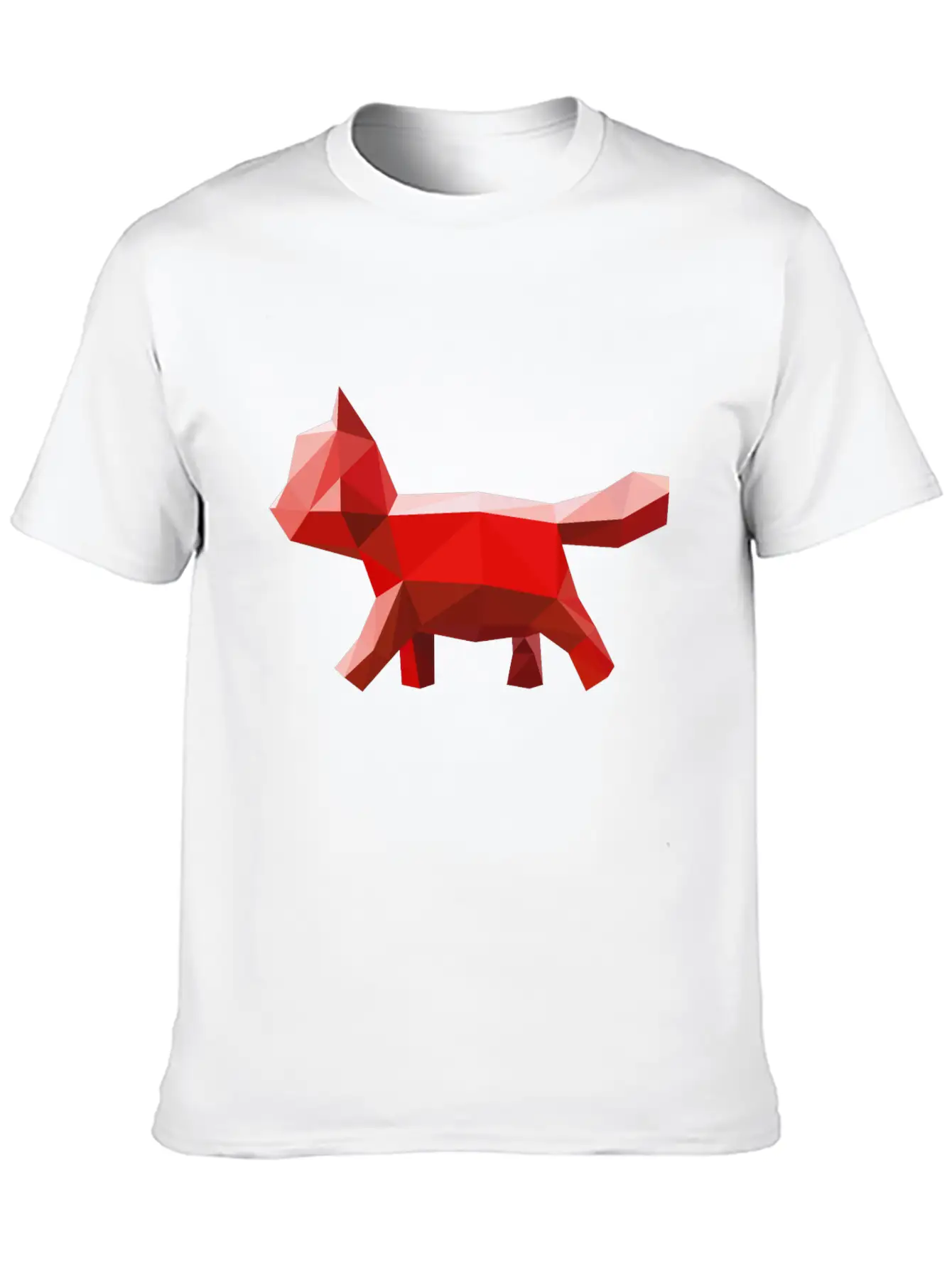 Cat Geometric Red Lightweight Cotton T-Shirt – Daily Comfort Graphic Shirt