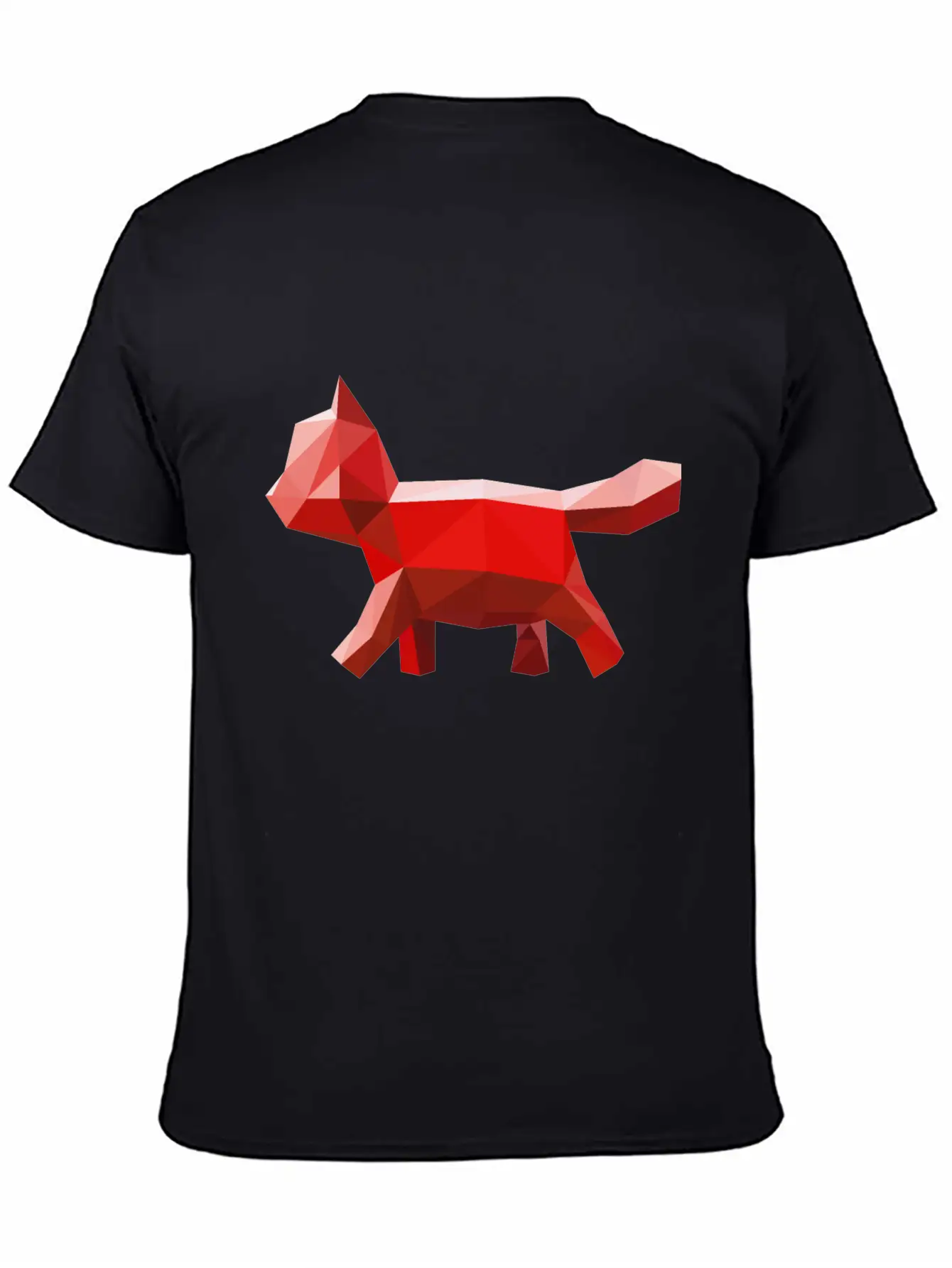 Cat Geometric Red Lightweight Cotton T-Shirt – Daily Comfort Graphic Shirt