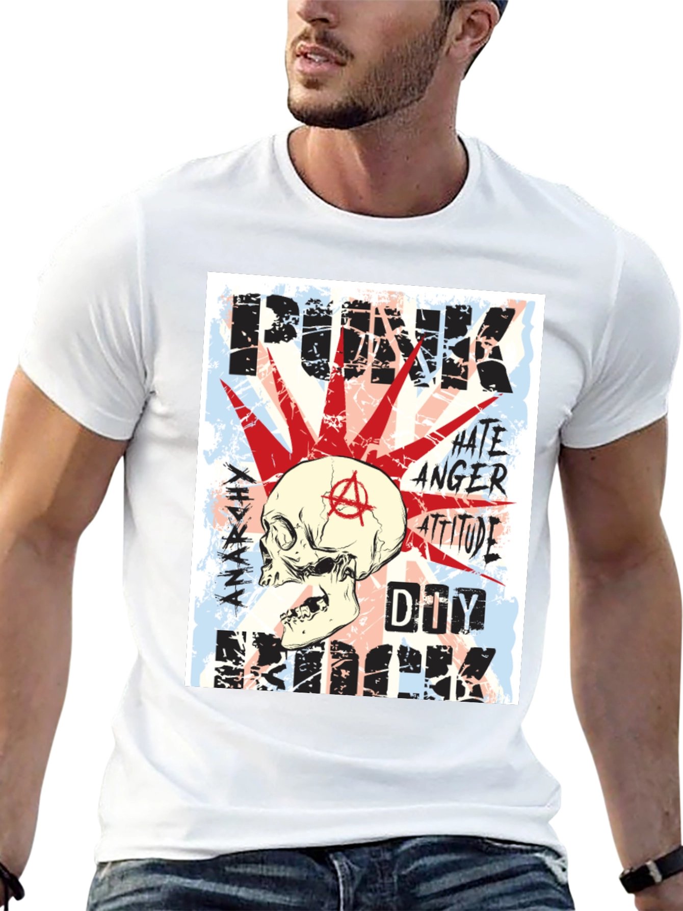 Punk Skull T-Shirt - Anarchy Design
