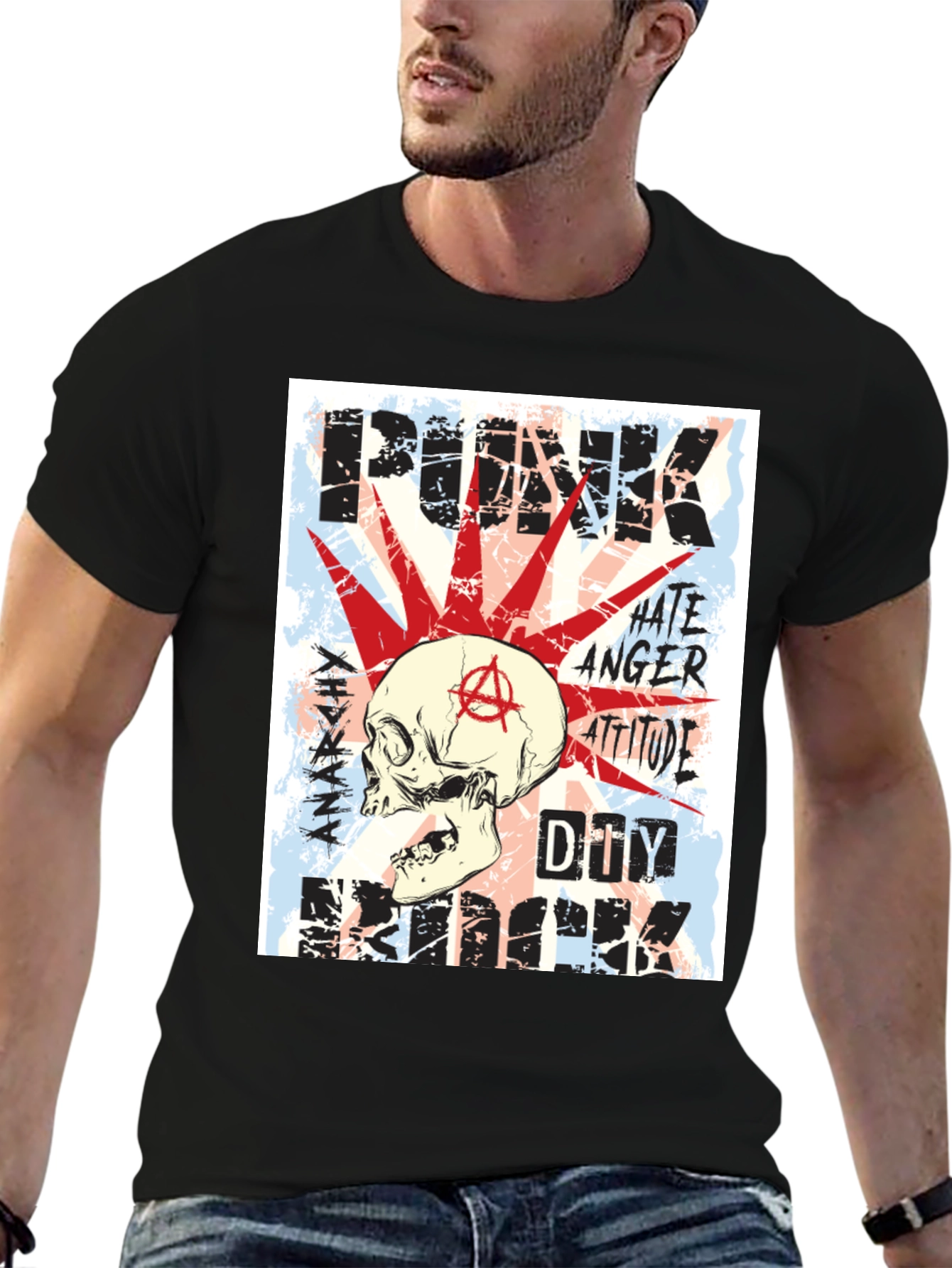 Punk Skull T-Shirt - Anarchy Design