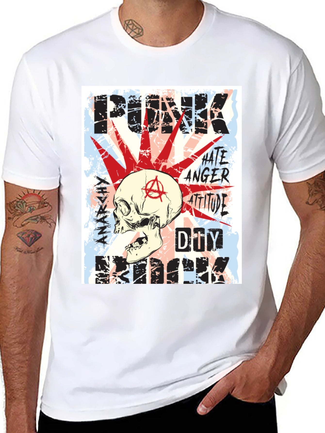 Punk Skull T-Shirt - Anarchy Design