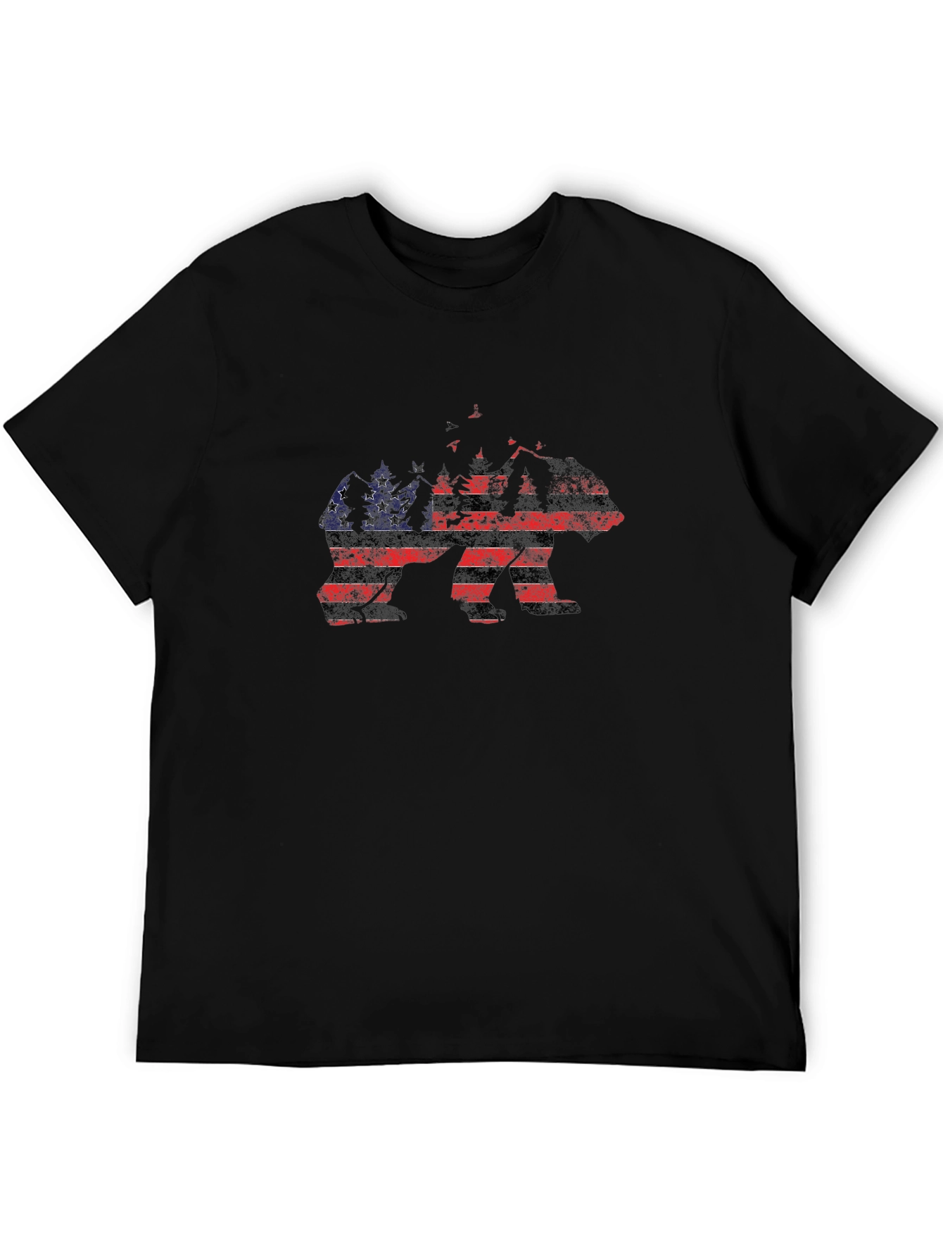 American Flag Bear Graphic Print T-Shirt