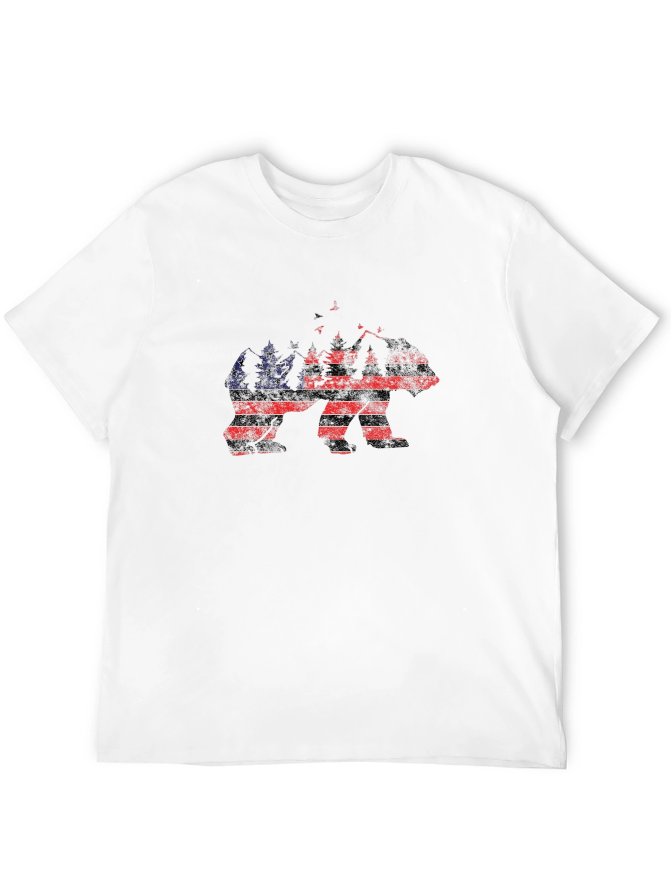 American Flag Bear Graphic Print T-Shirt
