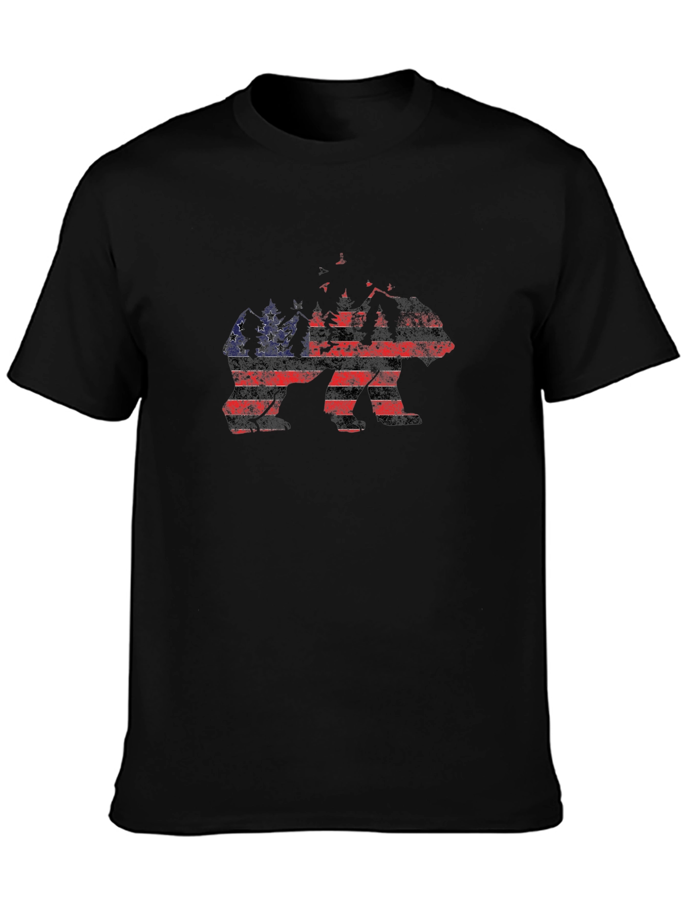 American Flag Bear Graphic Print T-Shirt