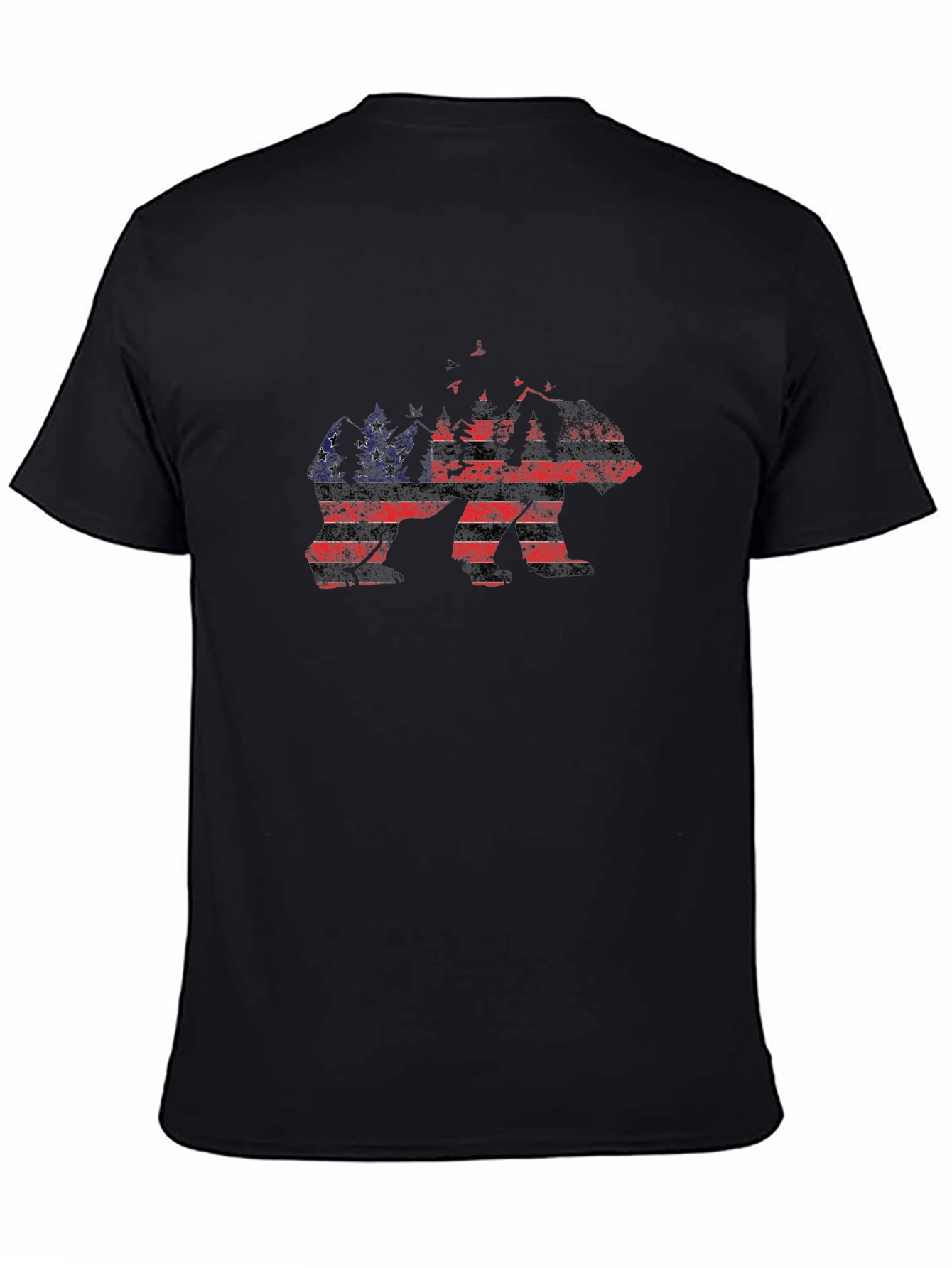 American Flag Bear Graphic Print T-Shirt