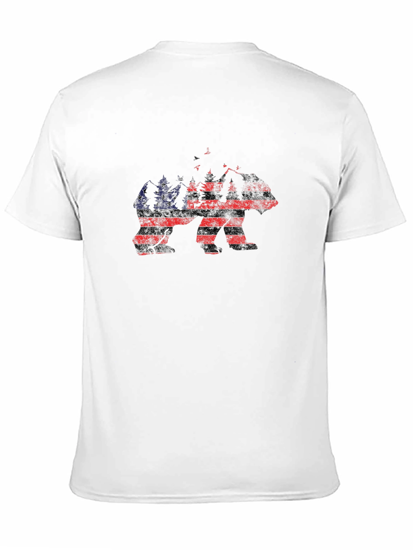 American Flag Bear Graphic Print T-Shirt