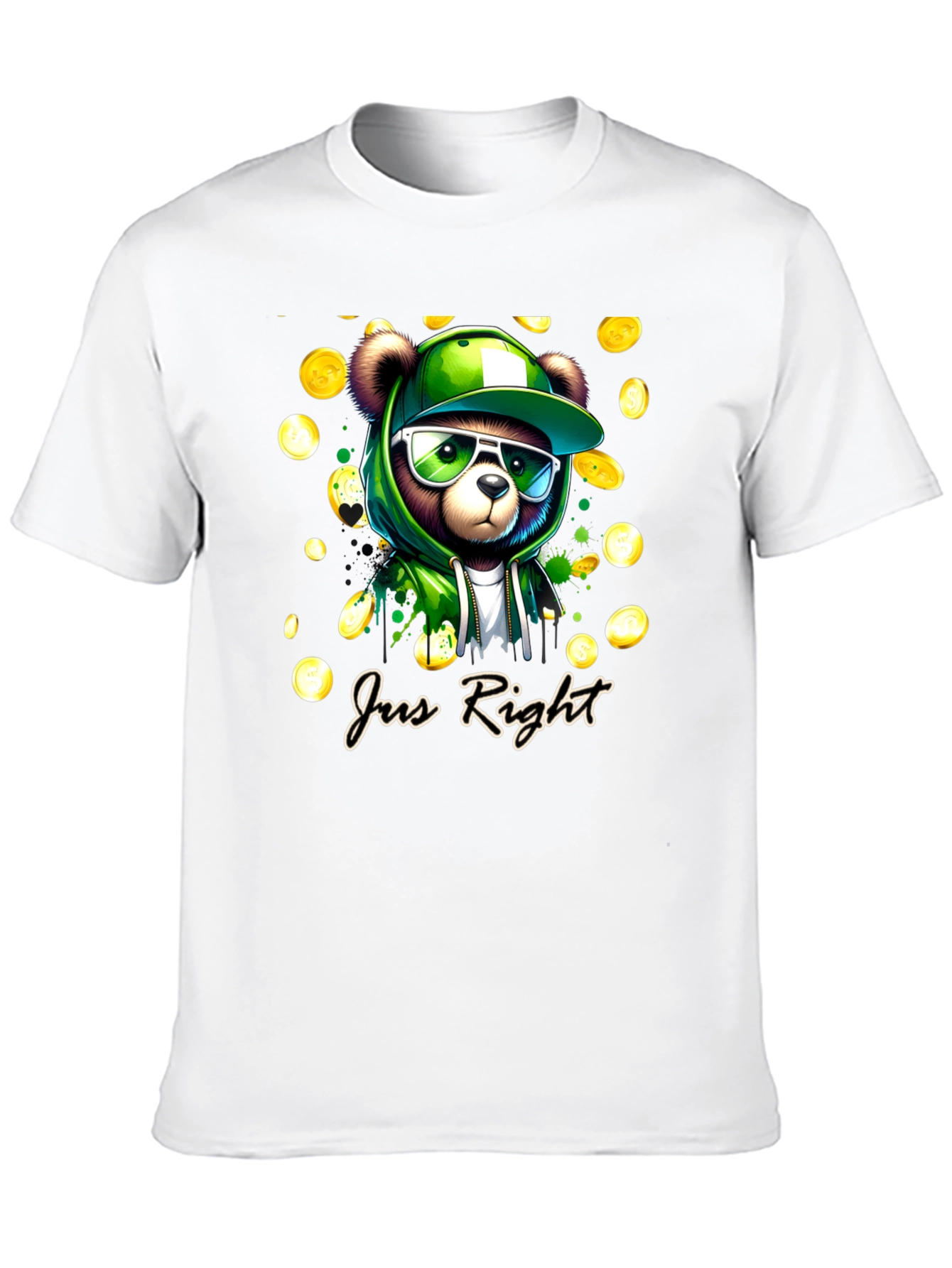 Bear Wearing Hoodie Jus Right T-Shirt