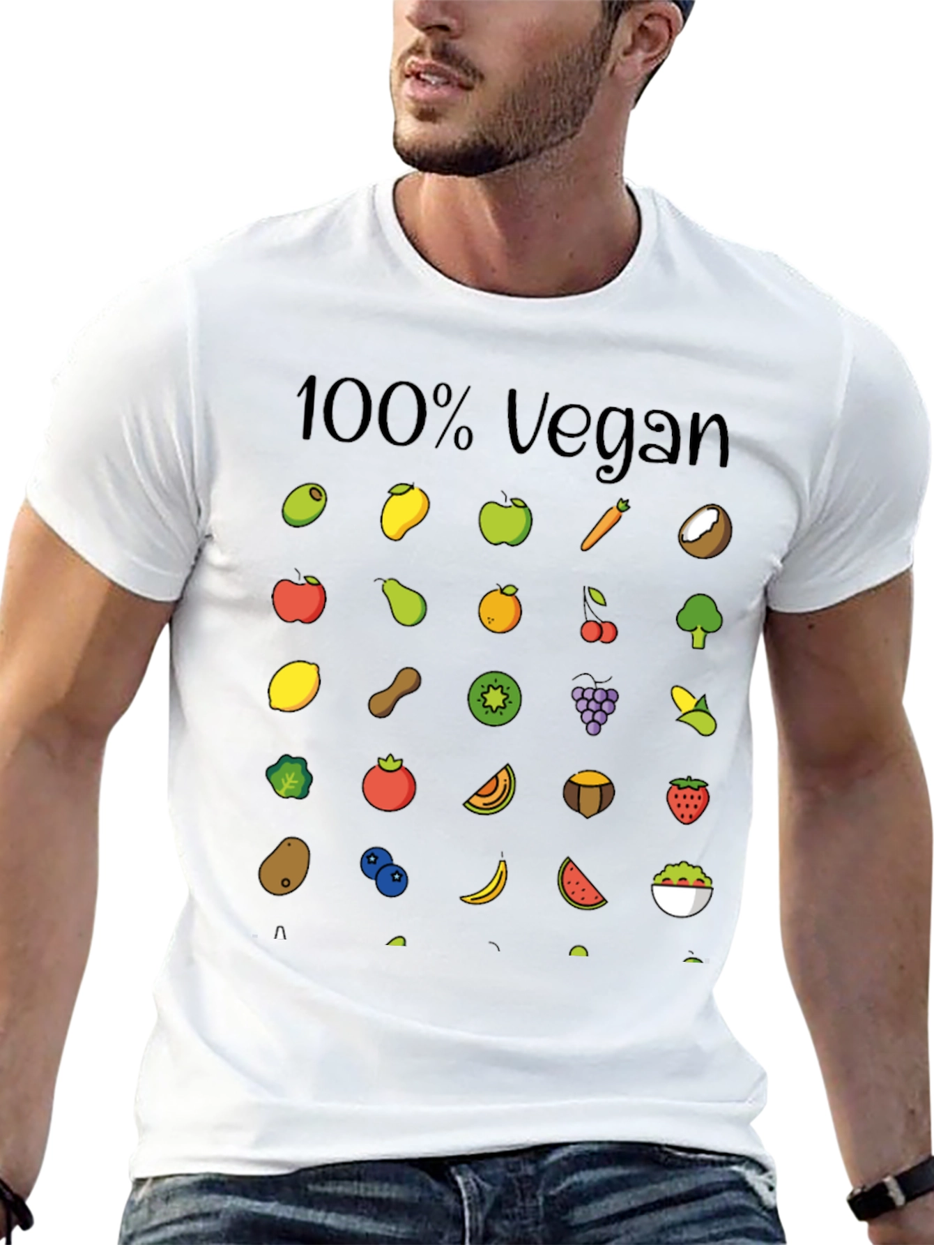 100% Vegan Fruit & Veggie Graphic Tee