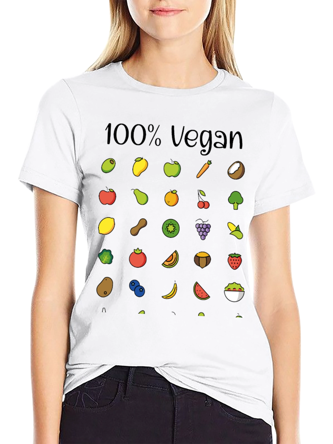 100% Vegan Fruit & Veggie Graphic Tee