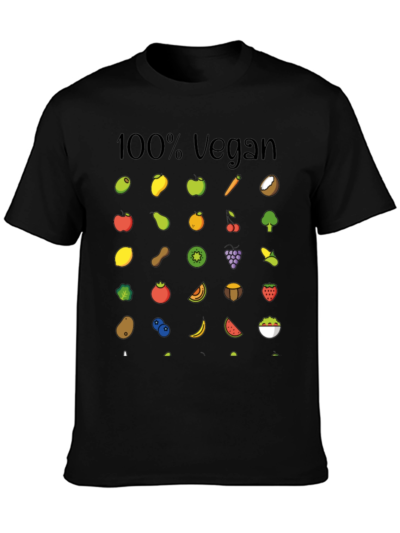 100% Vegan Fruit & Veggie Graphic Tee