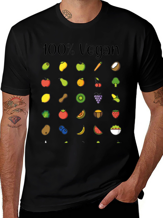 100% Vegan Fruit & Veggie Graphic Tee