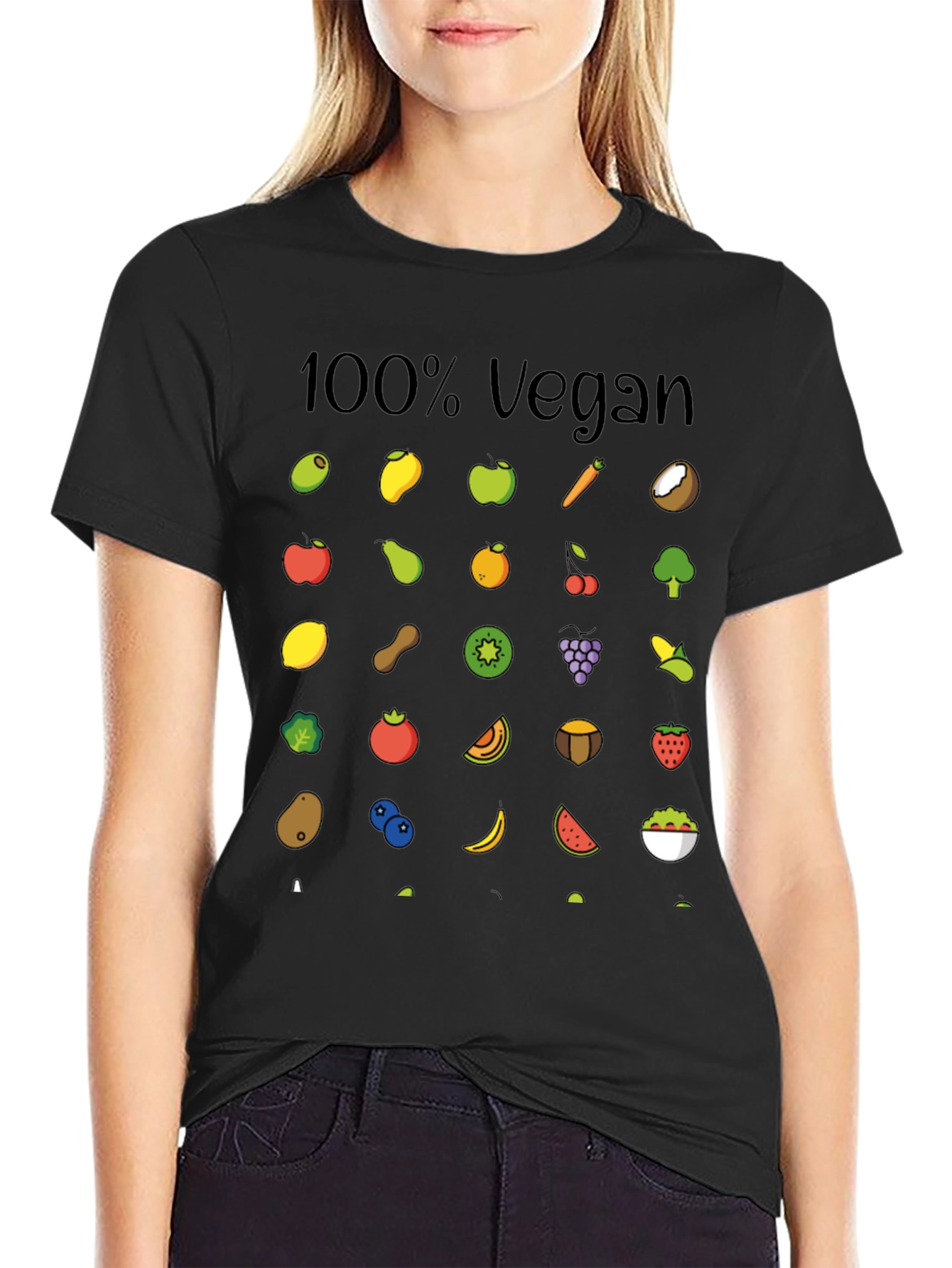 100% Vegan Fruit & Veggie Graphic Tee