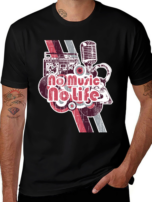 Retro Music Lover T-Shirt: No Music No Life Graphic Tee