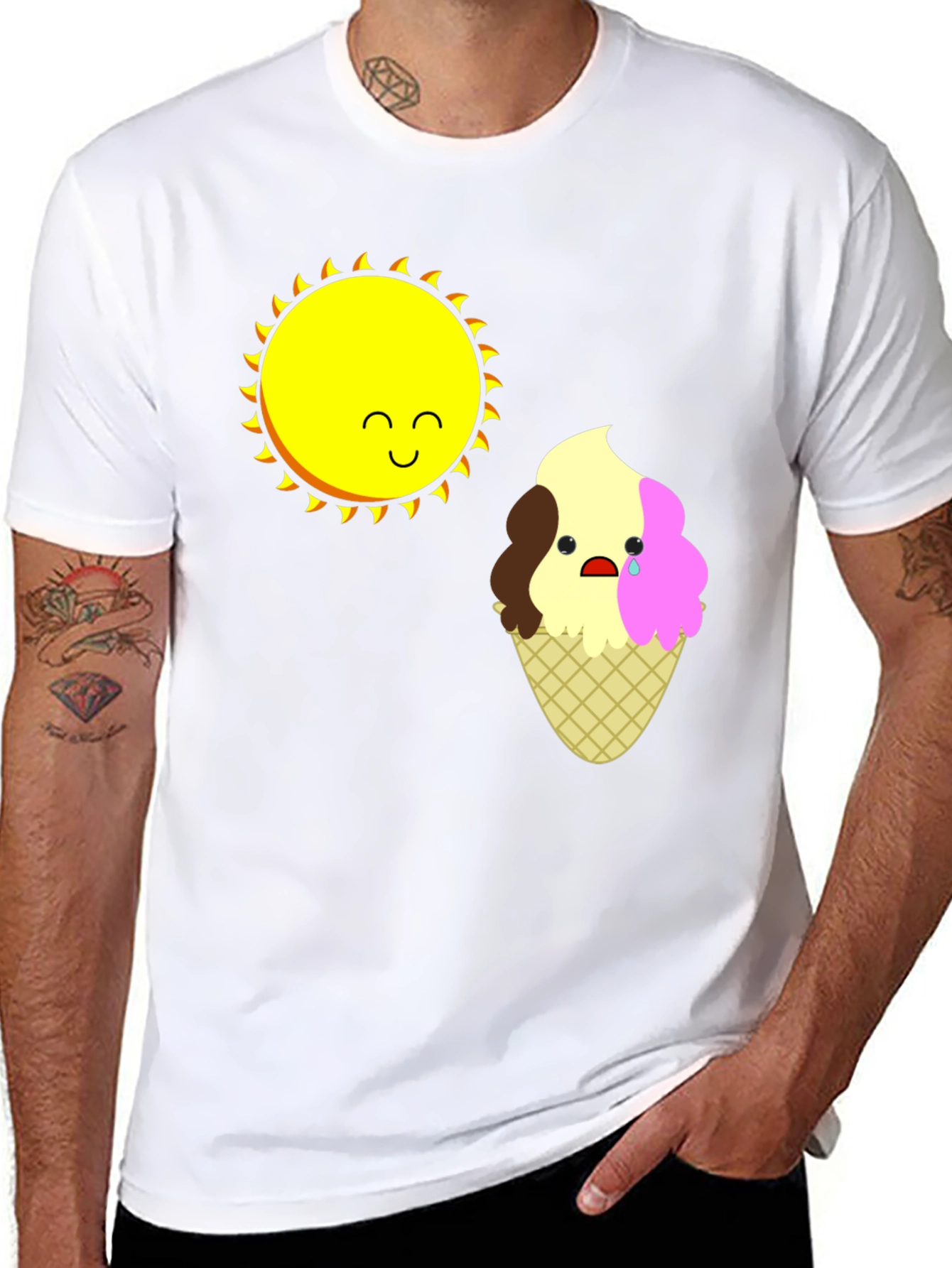 Sad Ice Cream Sun Graphic T-Shirt