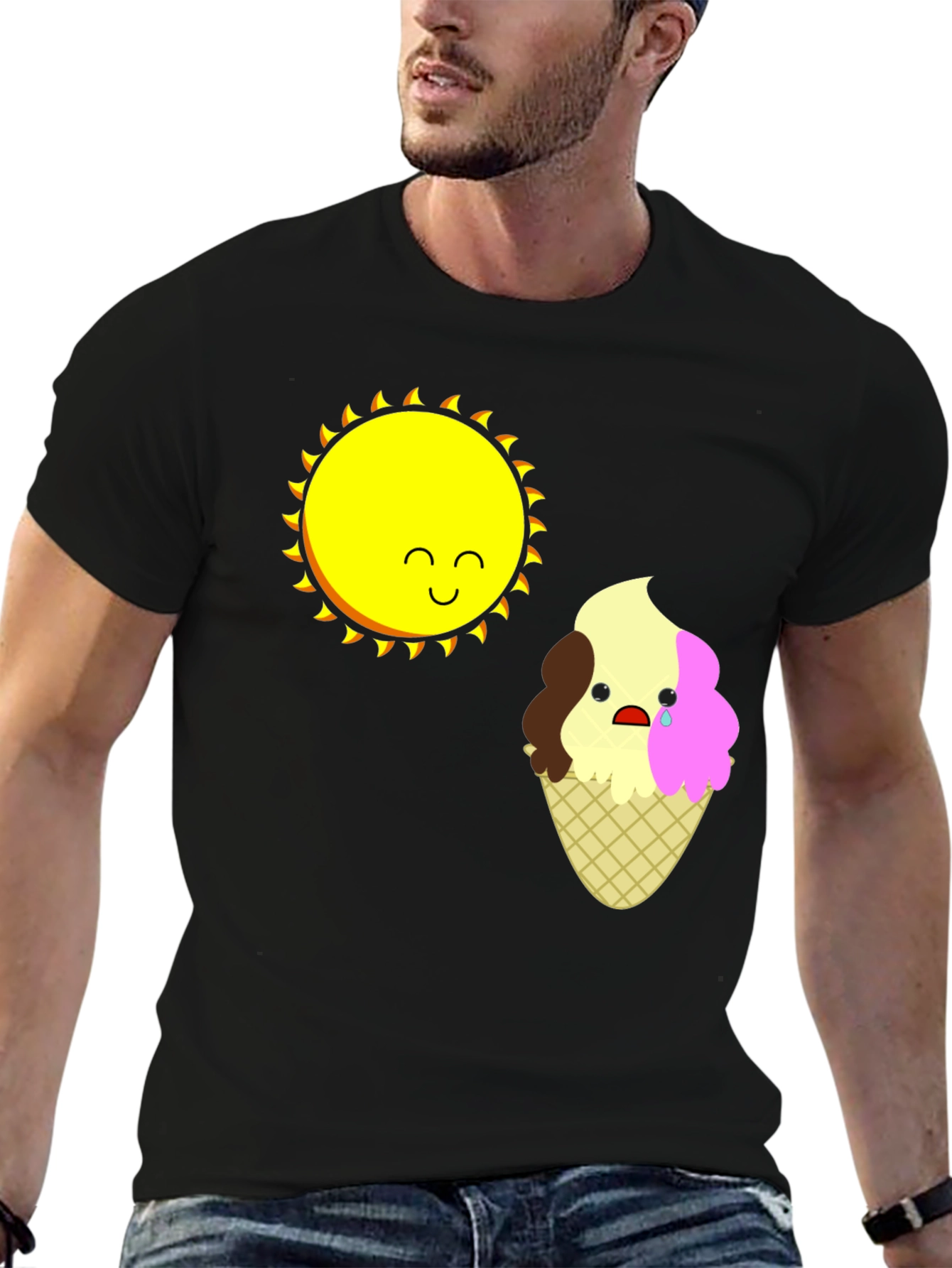 Sad Ice Cream Sun Graphic T-Shirt