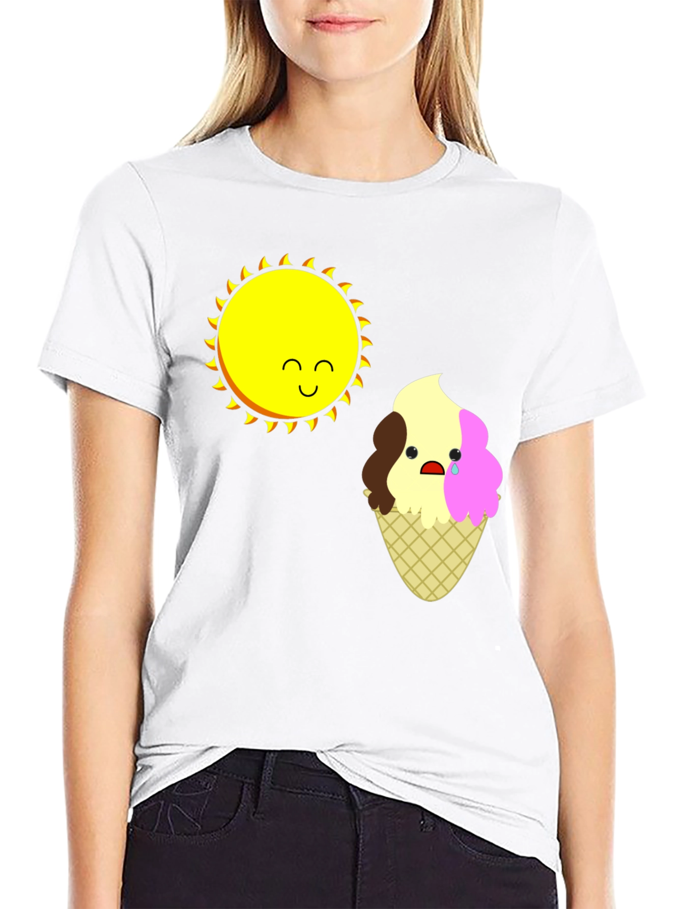 Sad Ice Cream Sun Graphic T-Shirt
