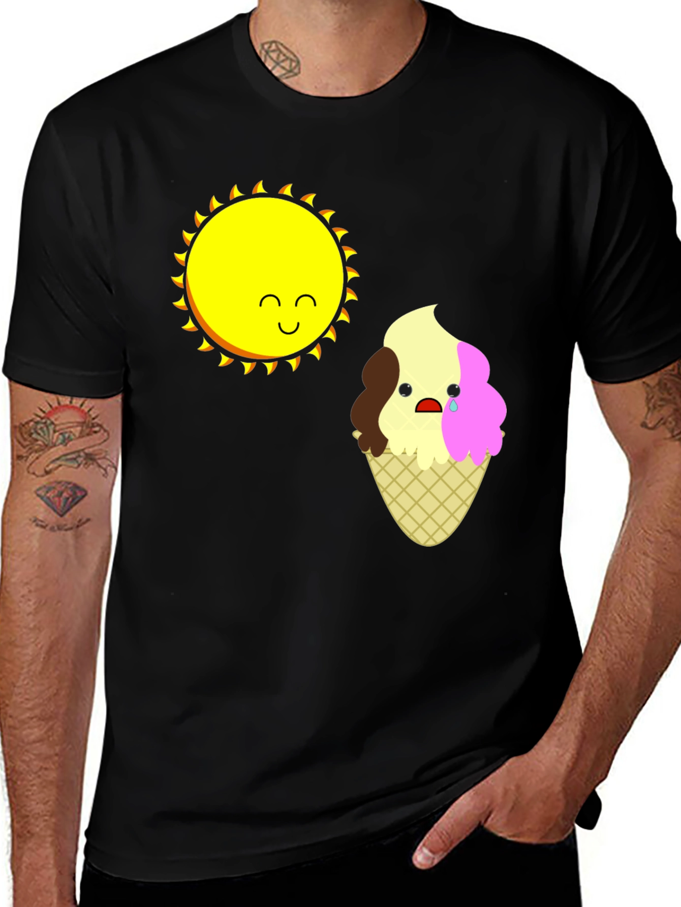 Sad Ice Cream Sun Graphic T-Shirt