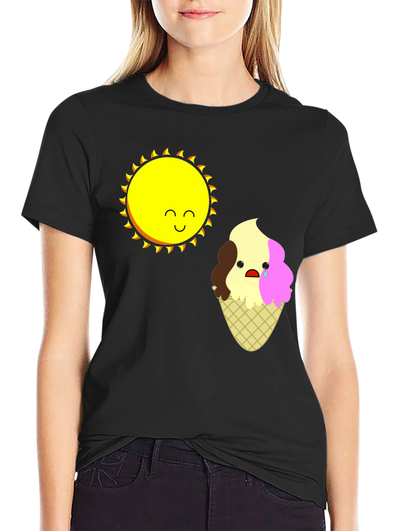 Sad Ice Cream Sun Graphic T-Shirt