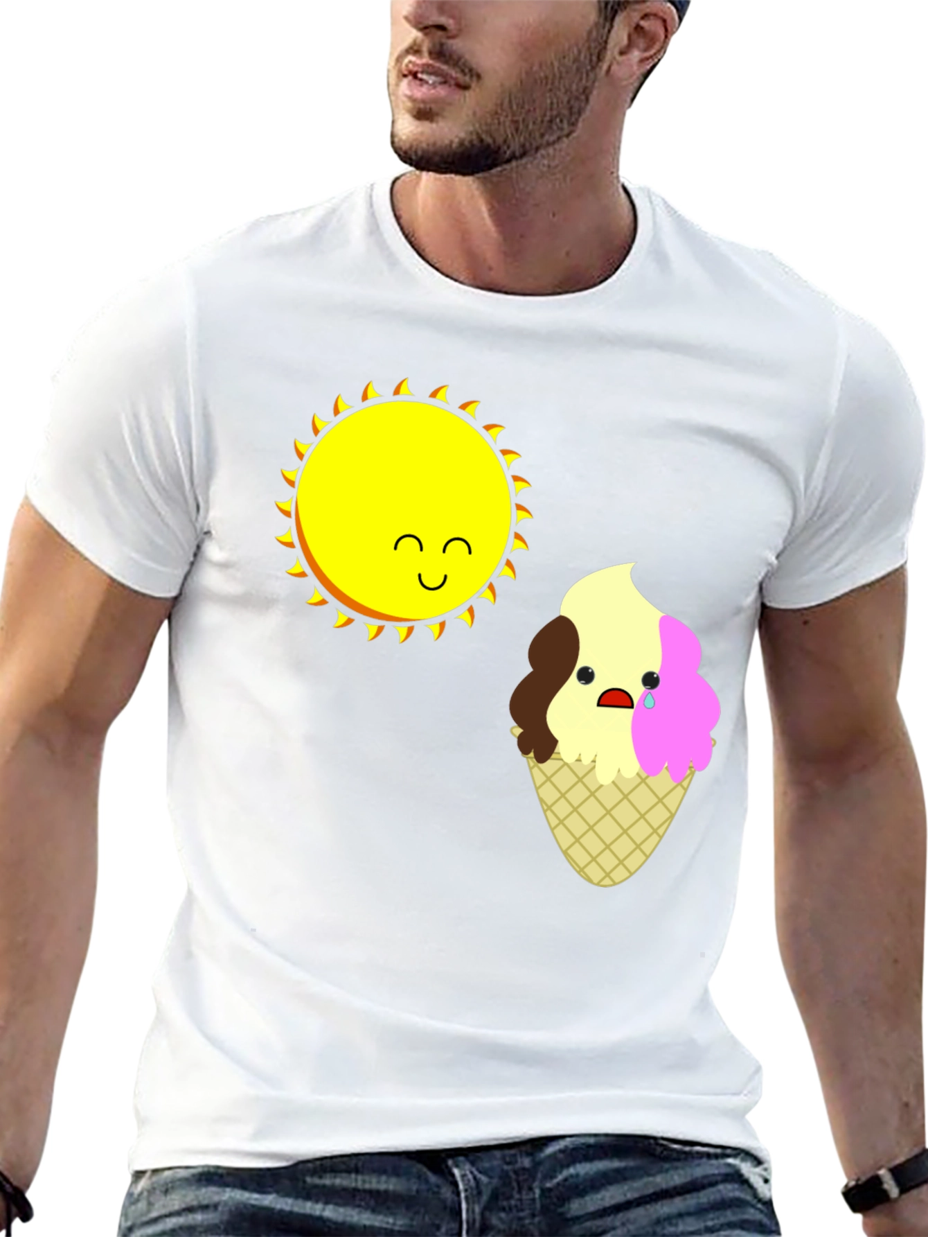 Sad Ice Cream Sun Graphic T-Shirt