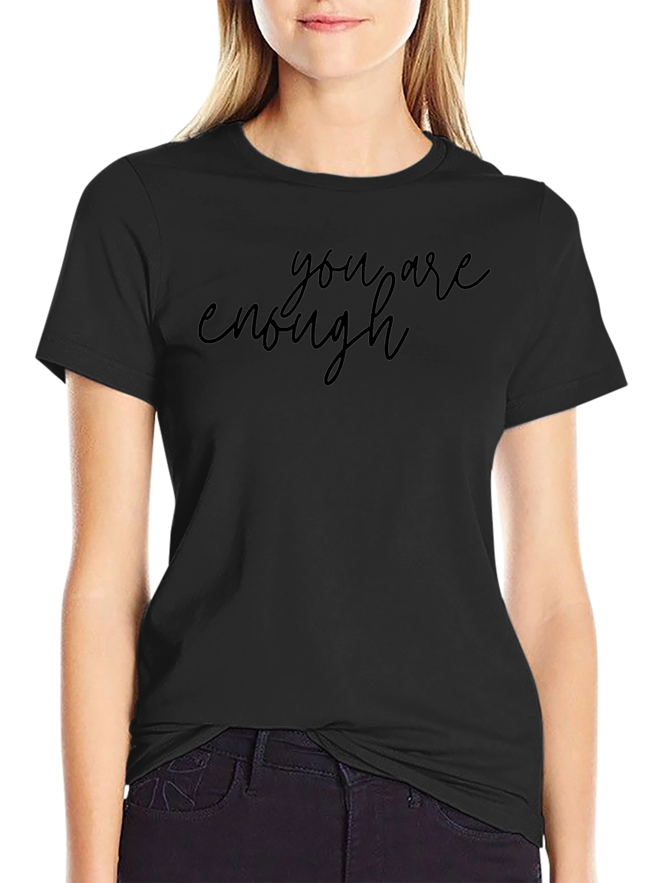 You Are Enough Graphic Black T-Shirt