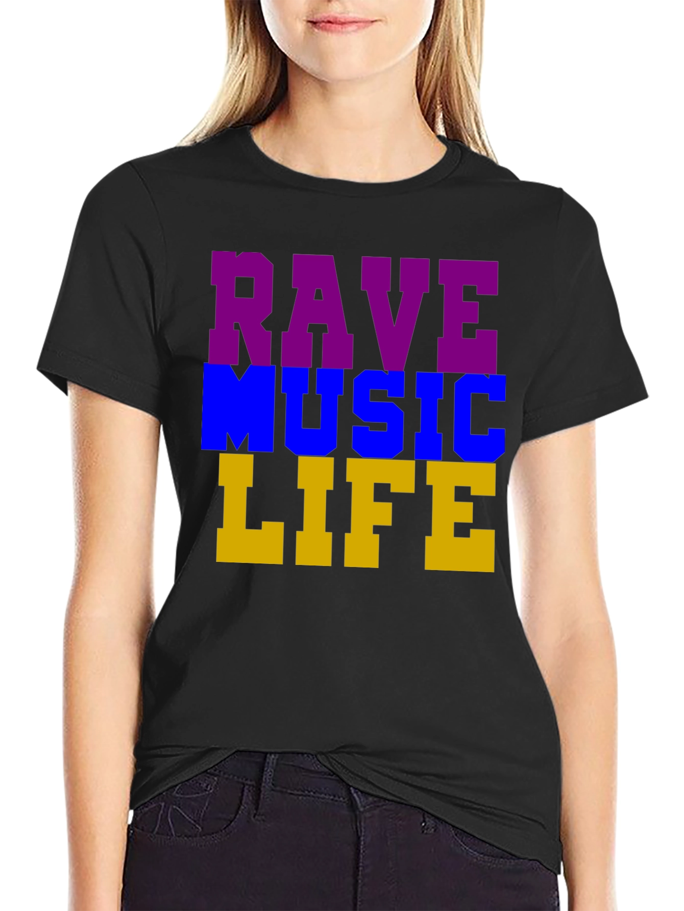 Rave Music Life Graphic T-Shirt - Black
