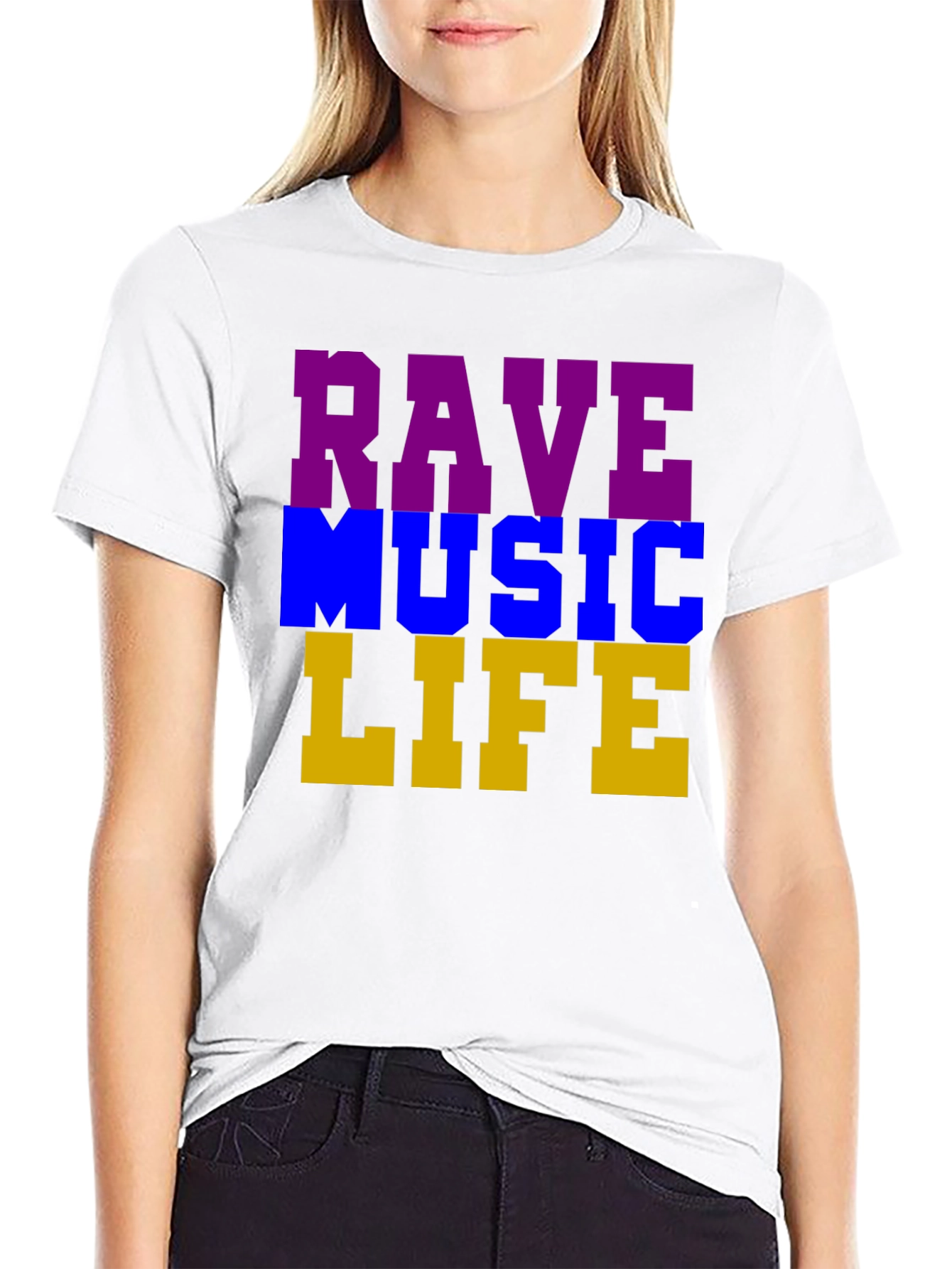 Rave Music Life Graphic T-Shirt - Black