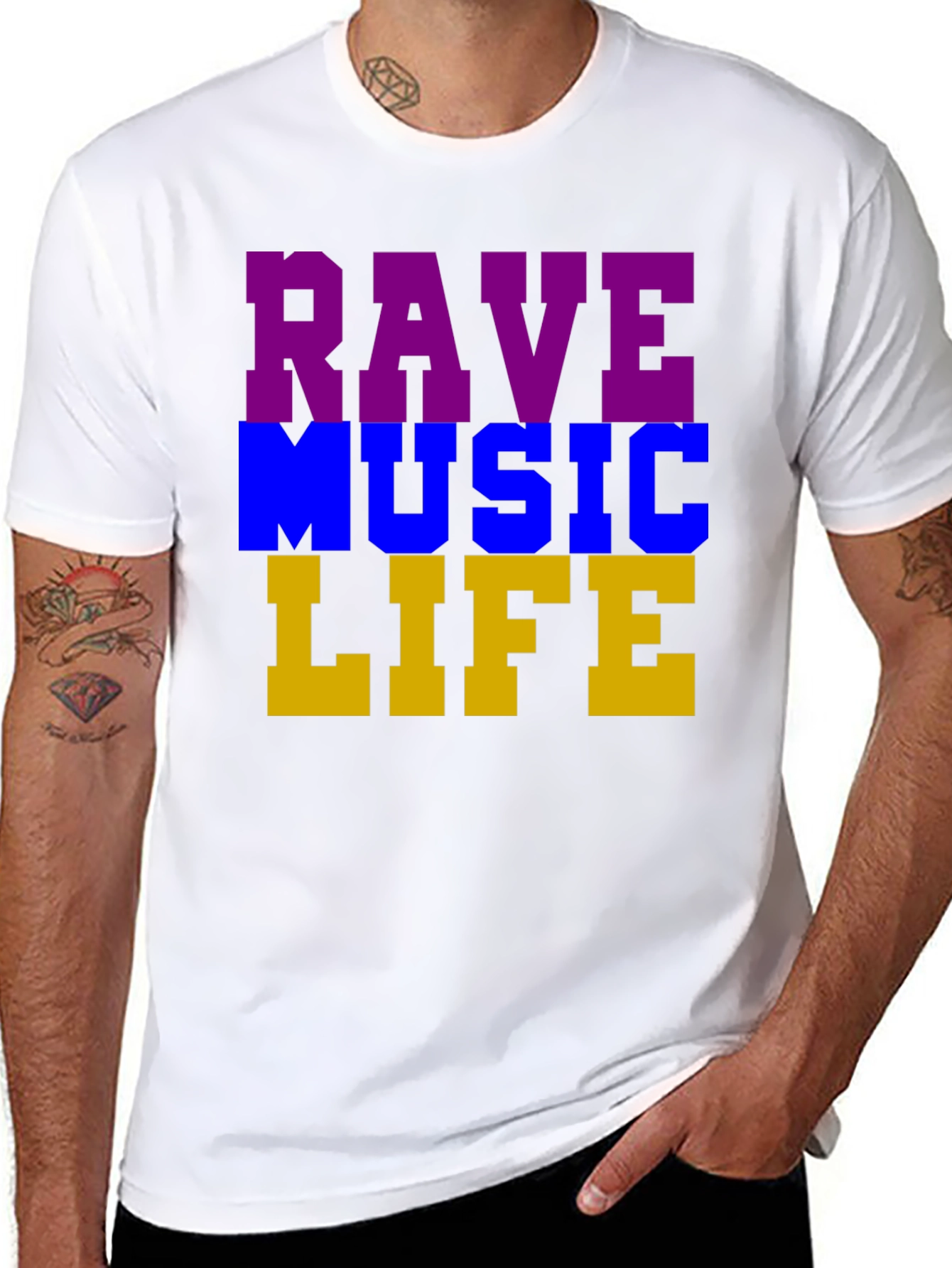 Rave Music Life Graphic T-Shirt - Black