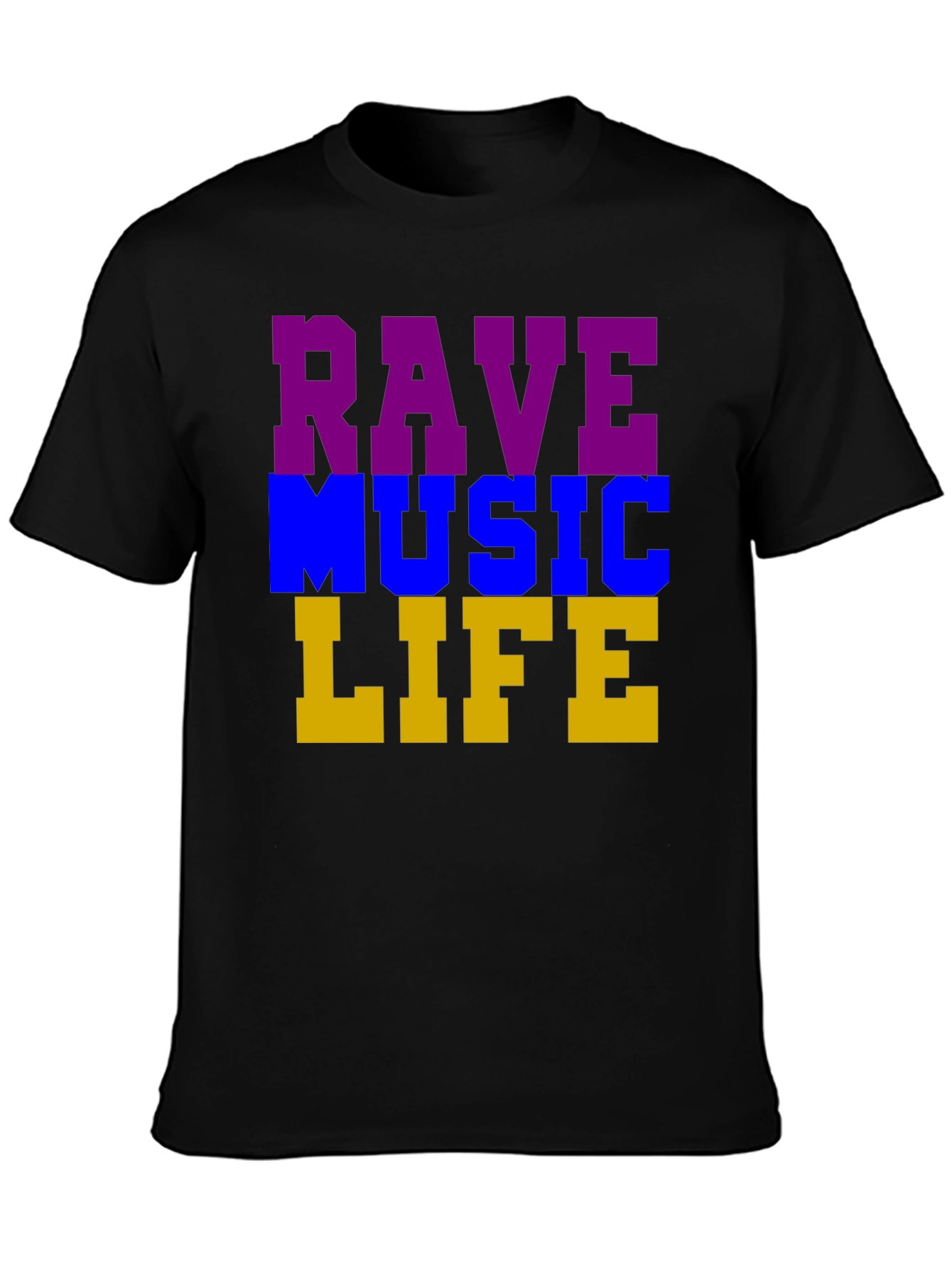 Rave Music Life Graphic T-Shirt - Black