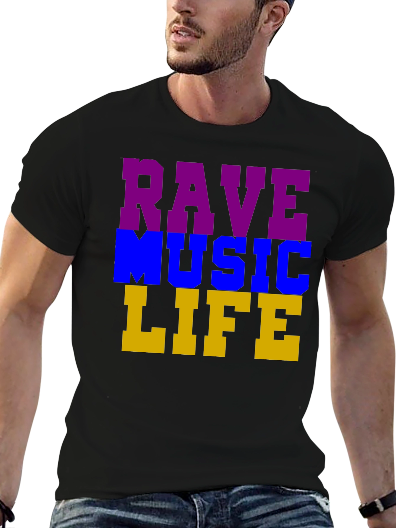 Rave Music Life Graphic T-Shirt - Black